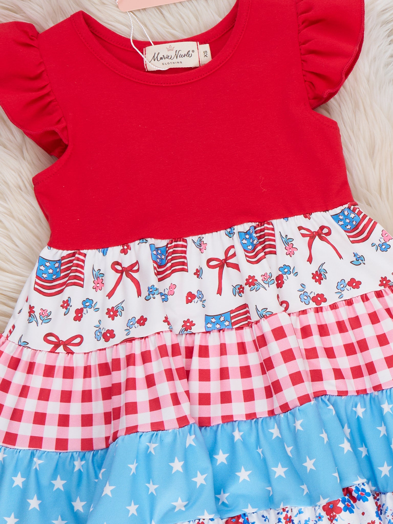 Americana Gingham Flag Dress - Marie Nicole Clothing
