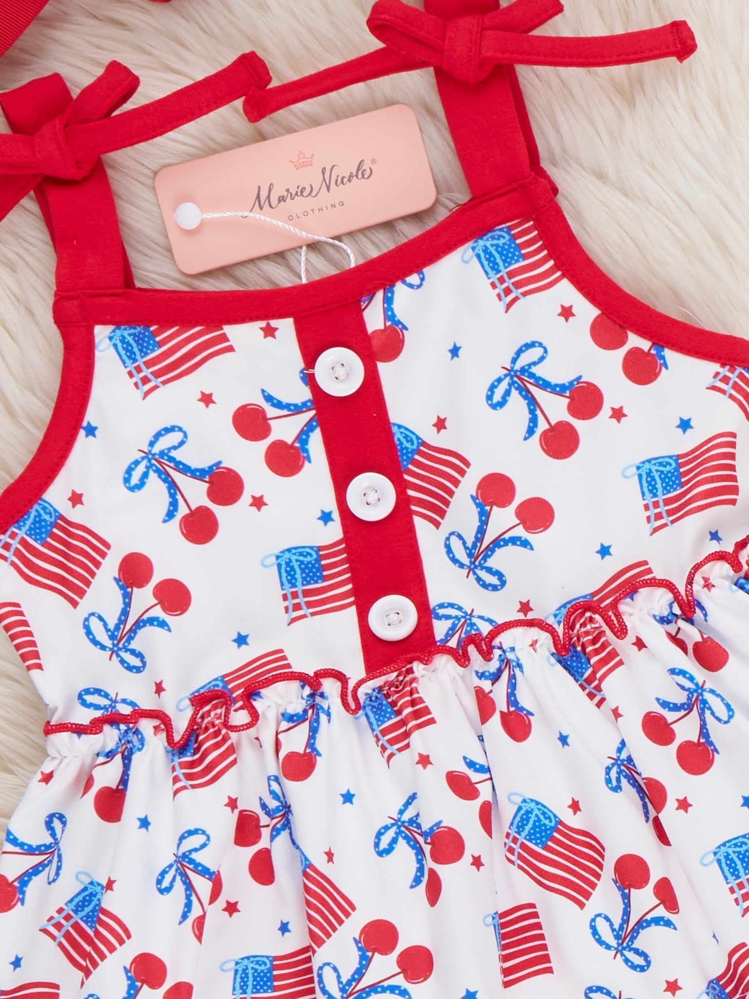 Cherry Flag Ruffle Outfit - Marie Nicole Clothing