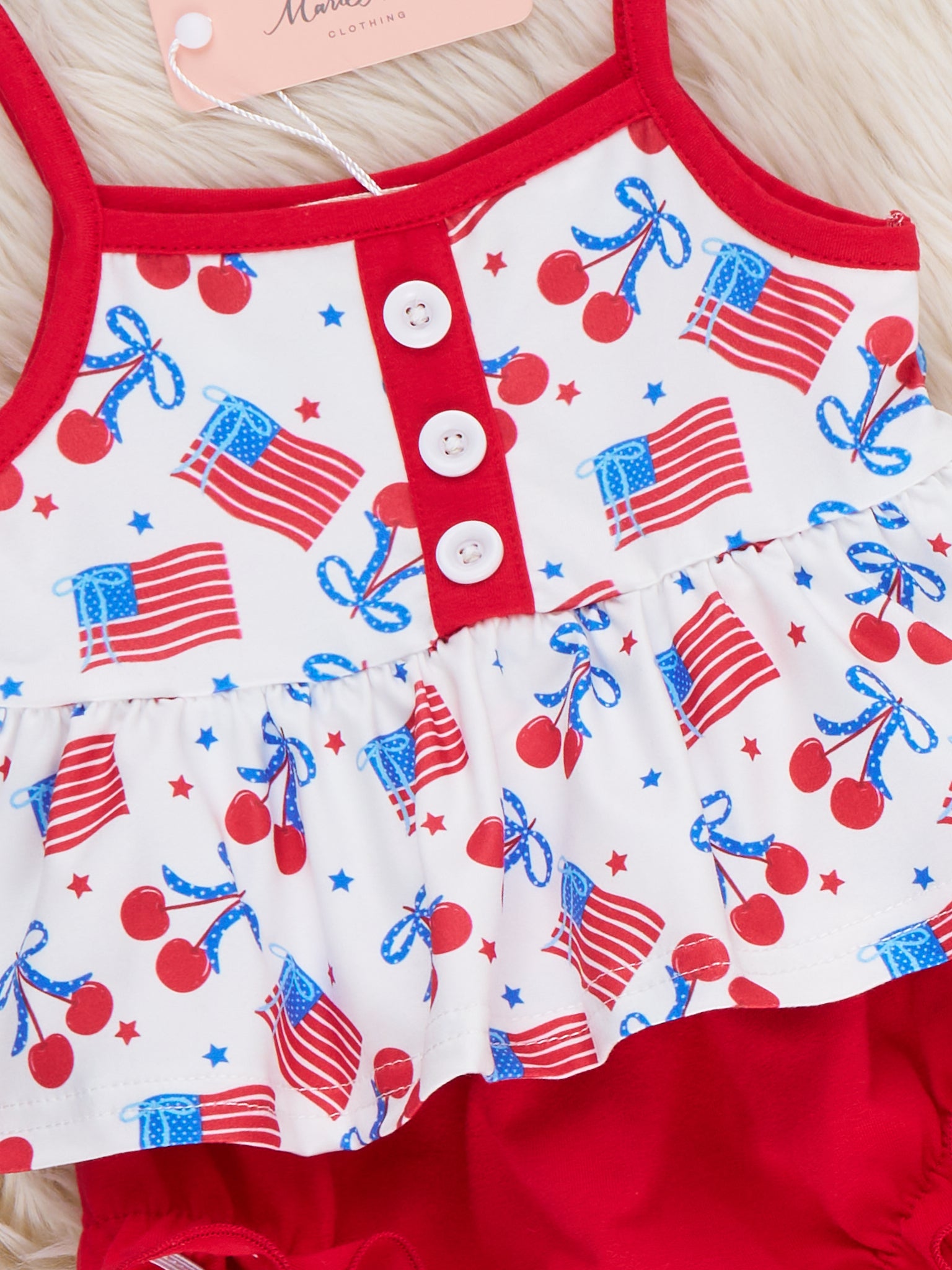 Cherry Flag Ruffle Bloomers Outfit - Marie Nicole Clothing