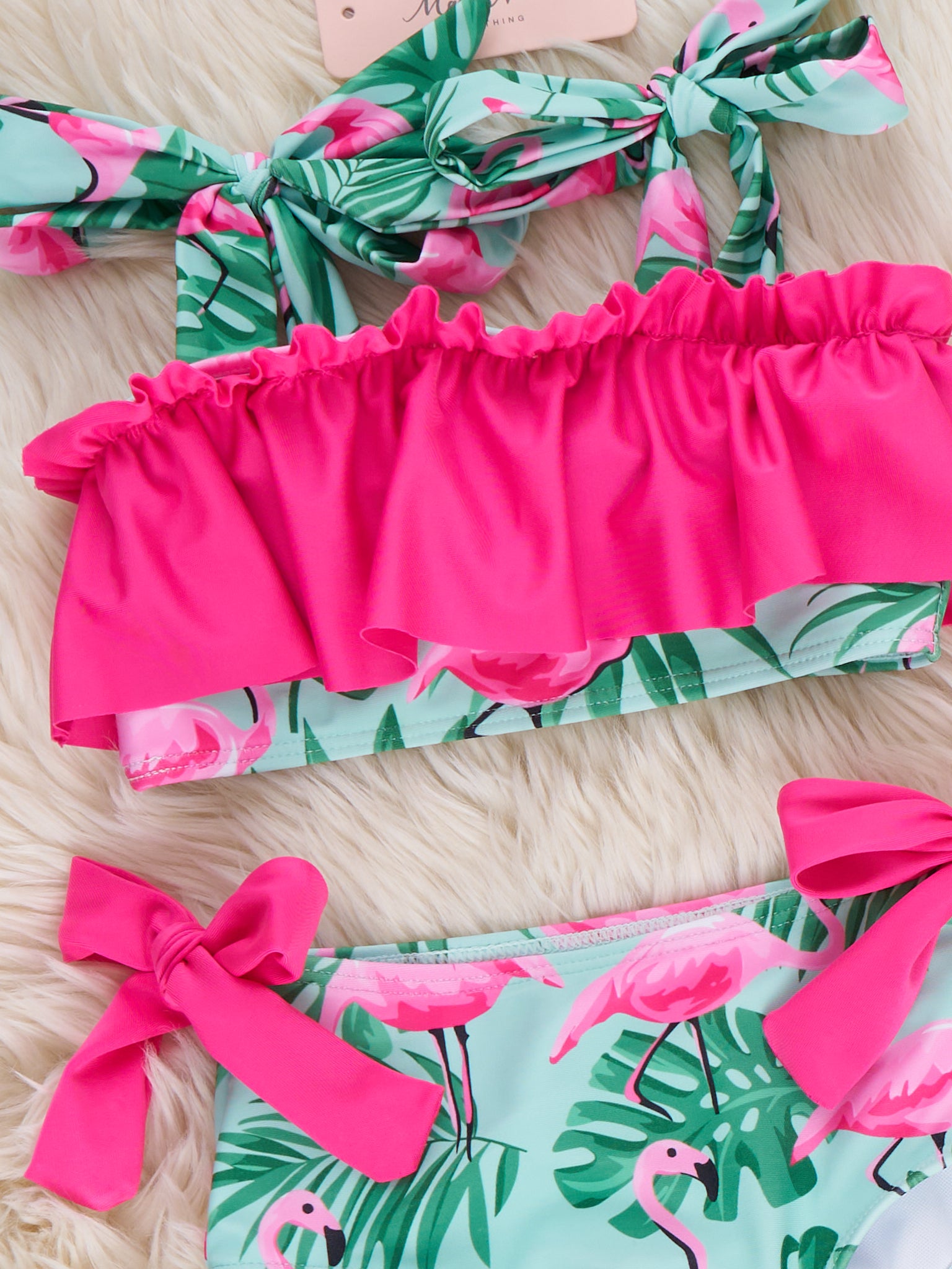 Flamingo Palm Ruffle Swimsuit - Marie Nicole Clothing
