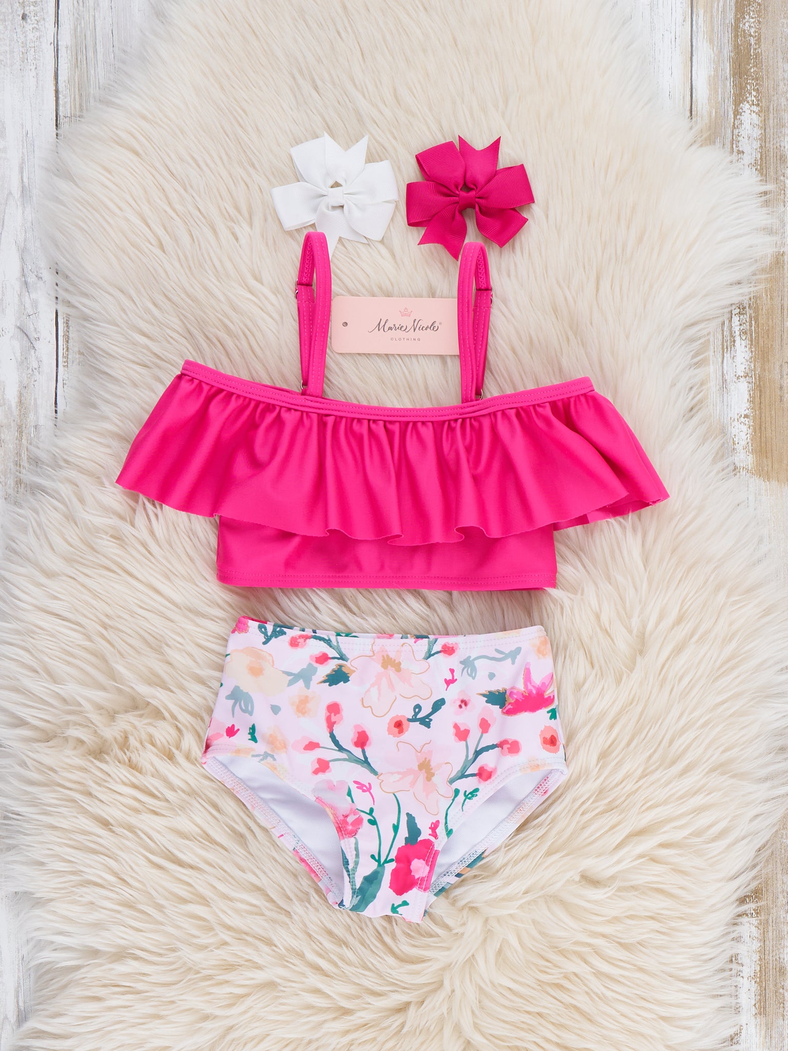 Bloom Flutter Off - Shoulder Ruffle Swimsuit - Marie Nicole Clothing