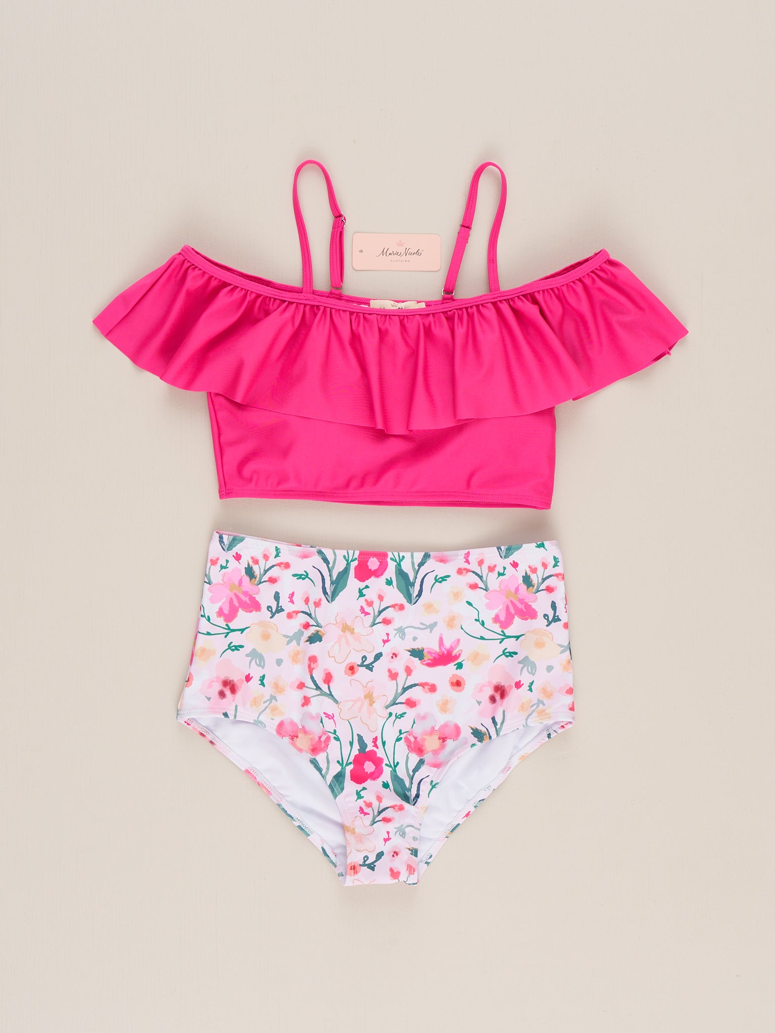 Mom & Me Bloom Flutter Off - Shoulder Ruffle Swimsuit - Marie Nicole Clothing