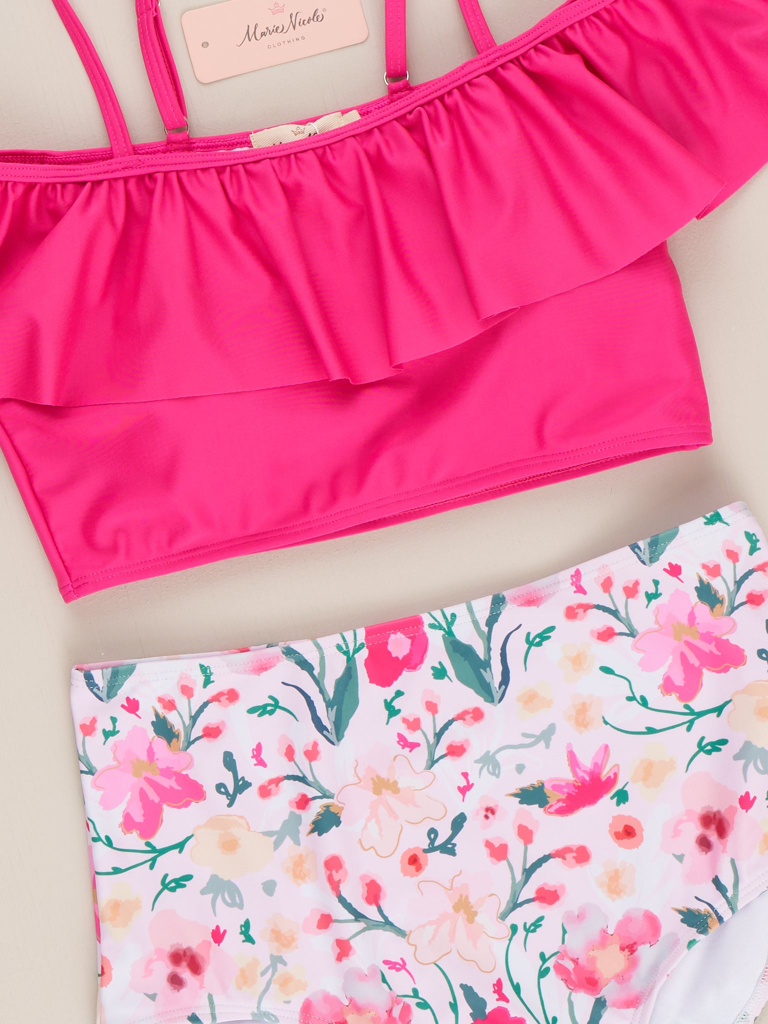 Mom & Me Bloom Flutter Off - Shoulder Ruffle Swimsuit - Marie Nicole Clothing