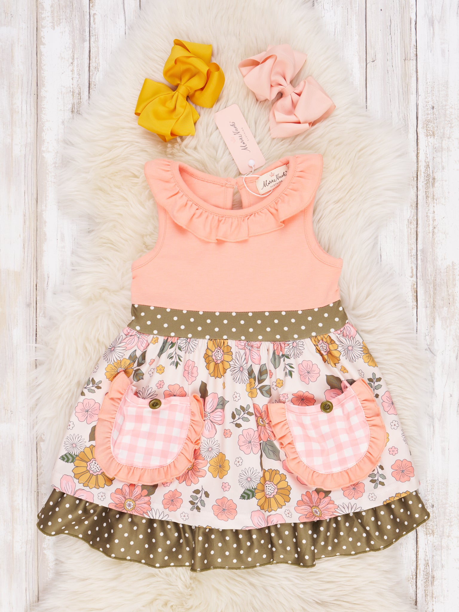 Marigold Memories Ruffle Pocket Dress - Marie Nicole Clothing