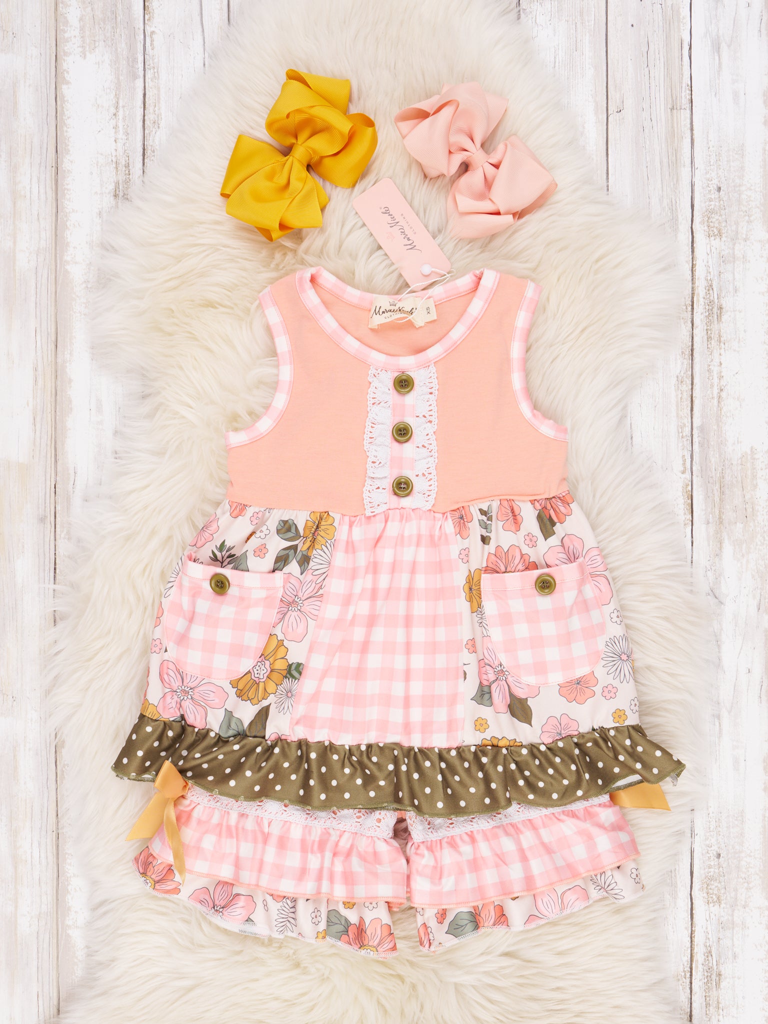 Marigold Memories Ruffle Pocket Outfit - Marie Nicole Clothing