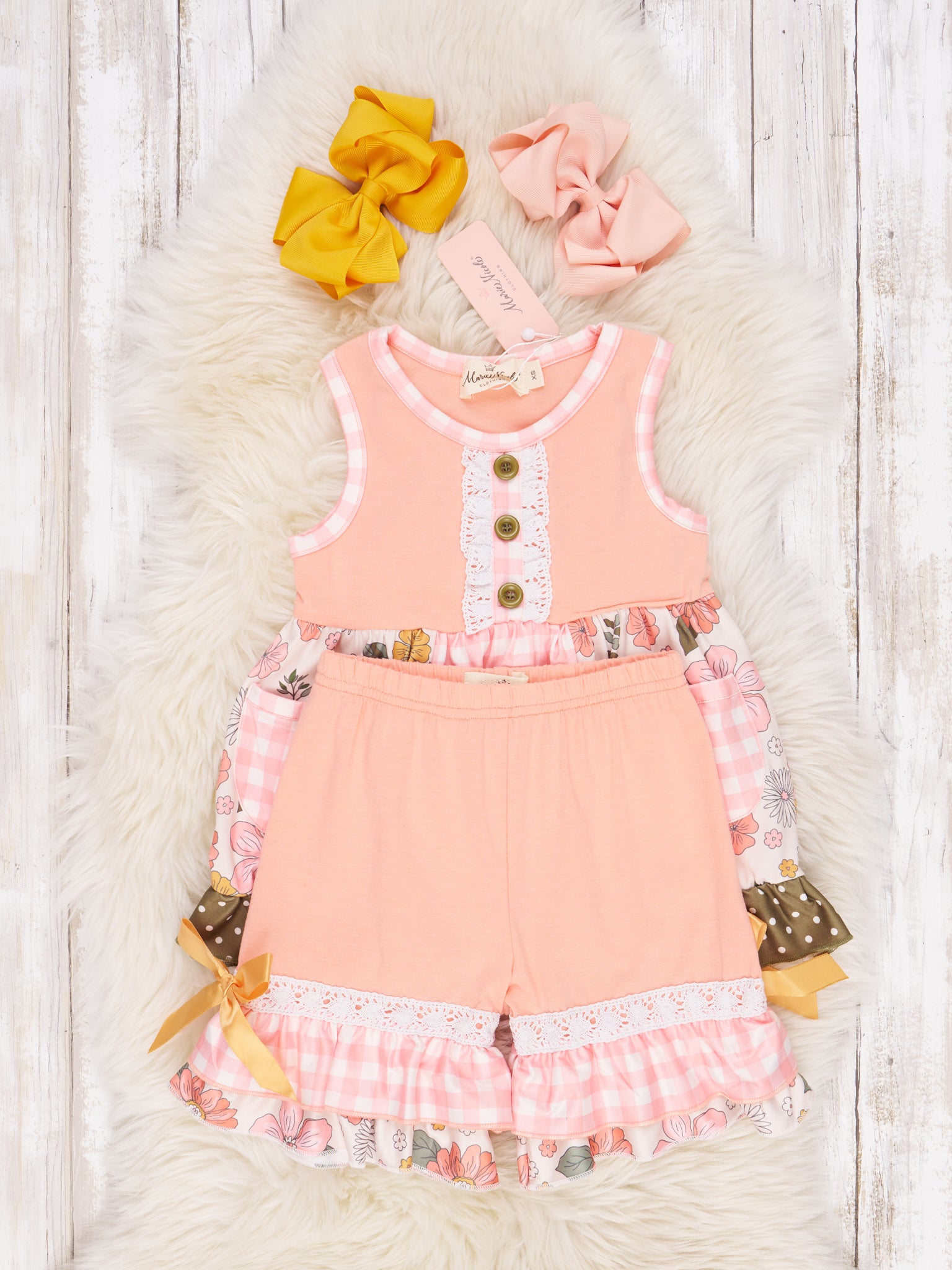 Marigold Memories Ruffle Pocket Outfit - Marie Nicole Clothing