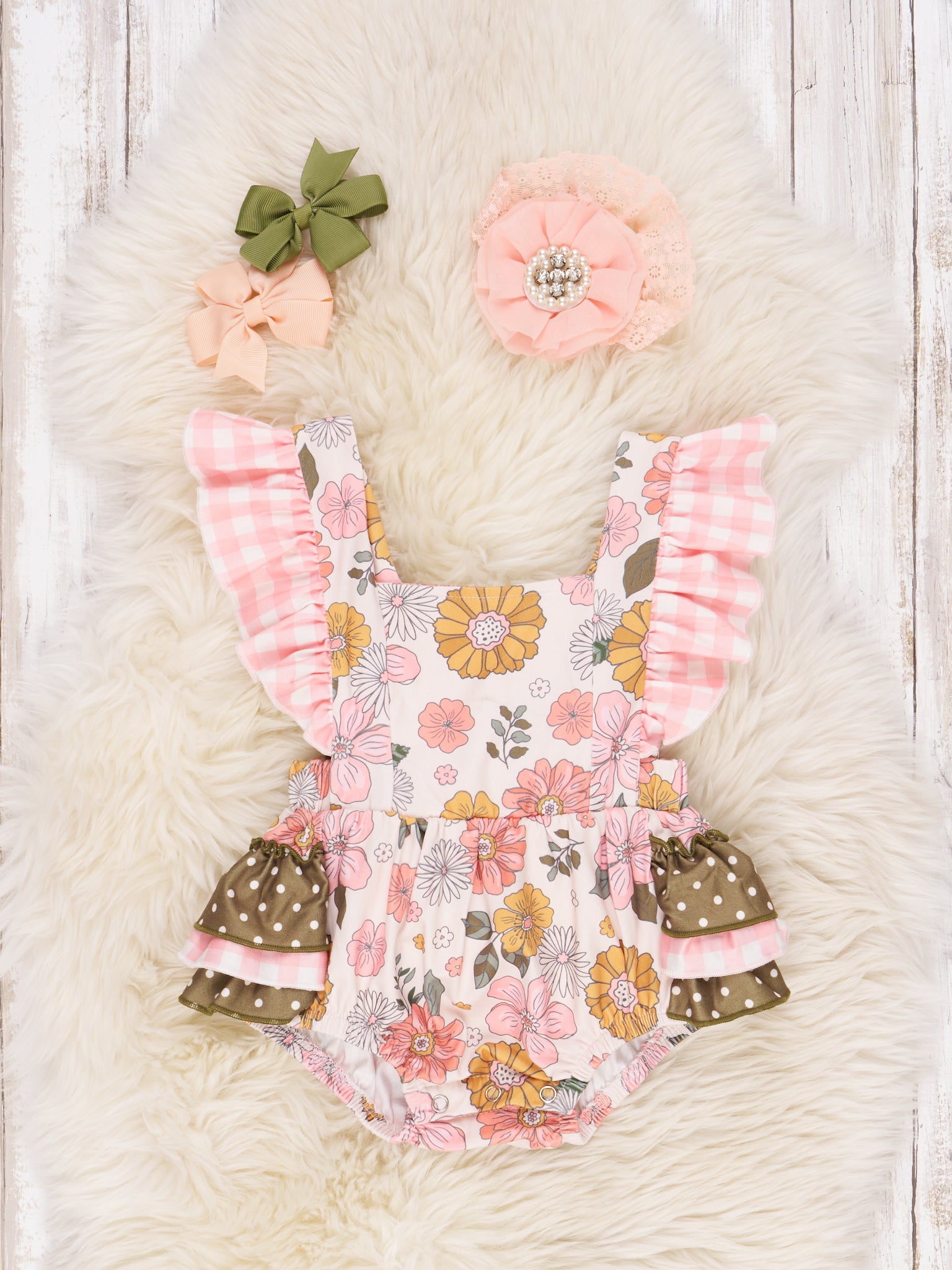 Marigold Memories Ruffle Romper - Marie Nicole Clothing