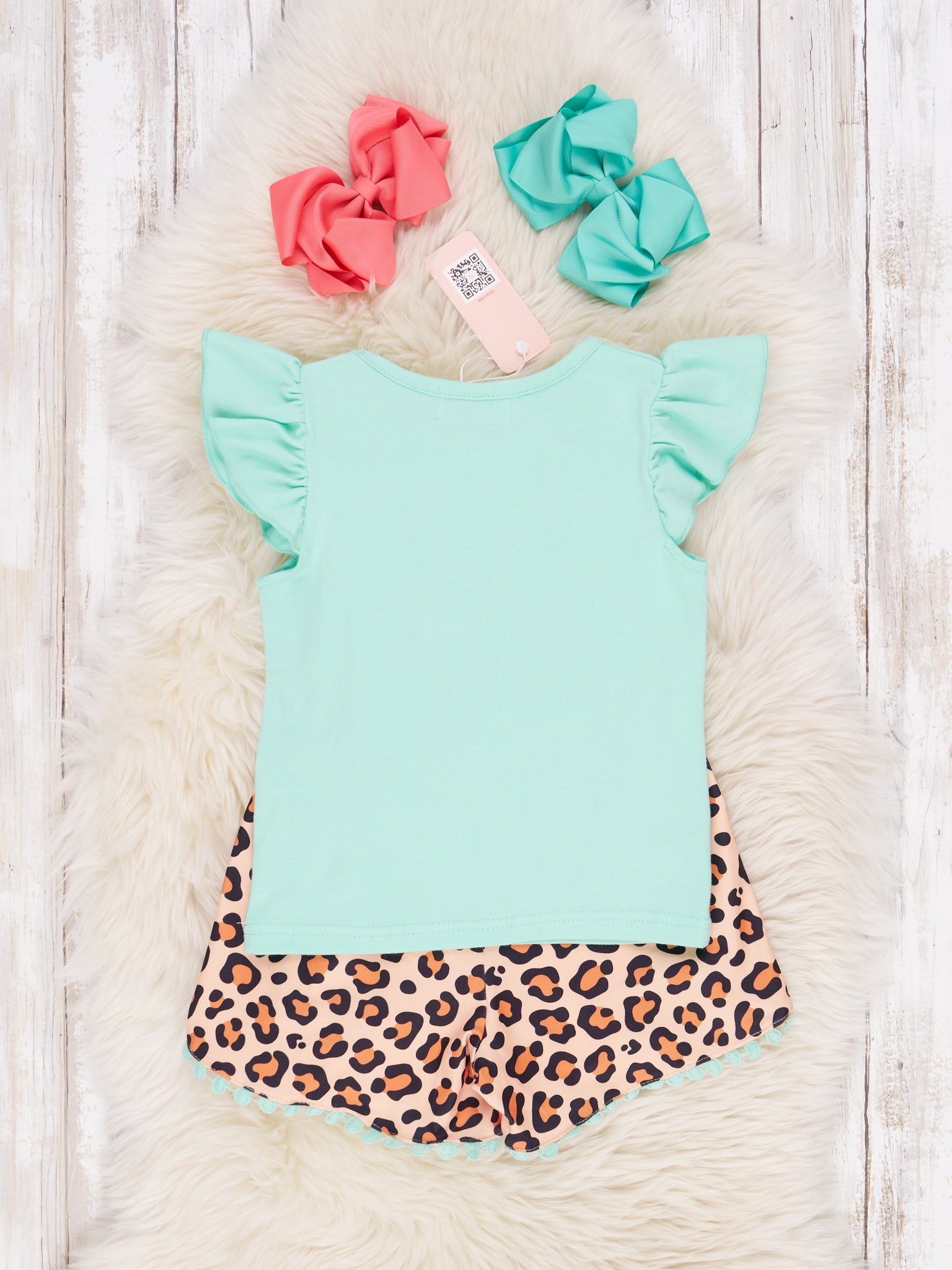 Leopard Polka Dot "LOVE" Apple Ruffle Outfit - Marie Nicole Clothing