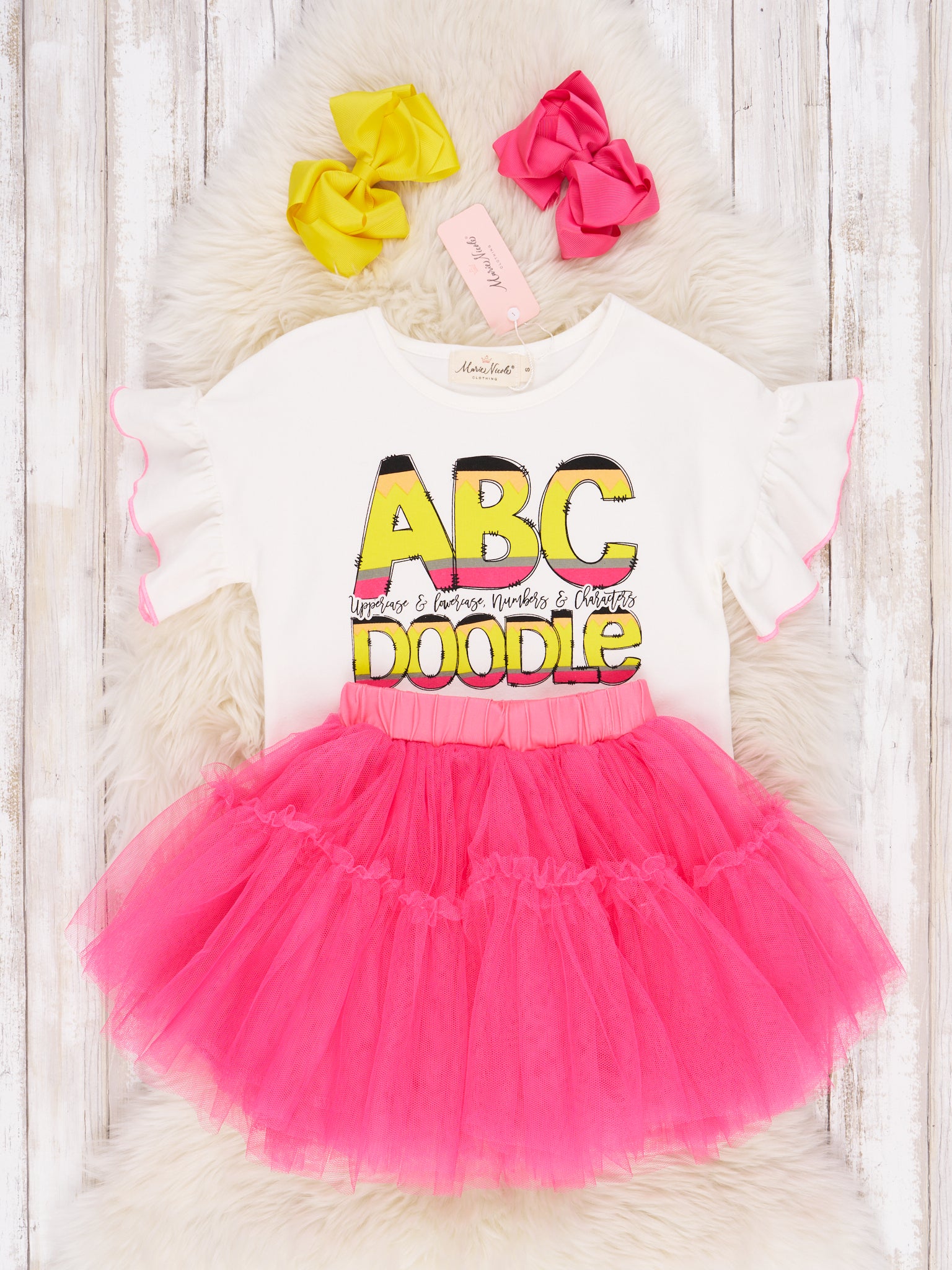 ABC Doodle Tulle Ruffle Outfit - Marie Nicole Clothing