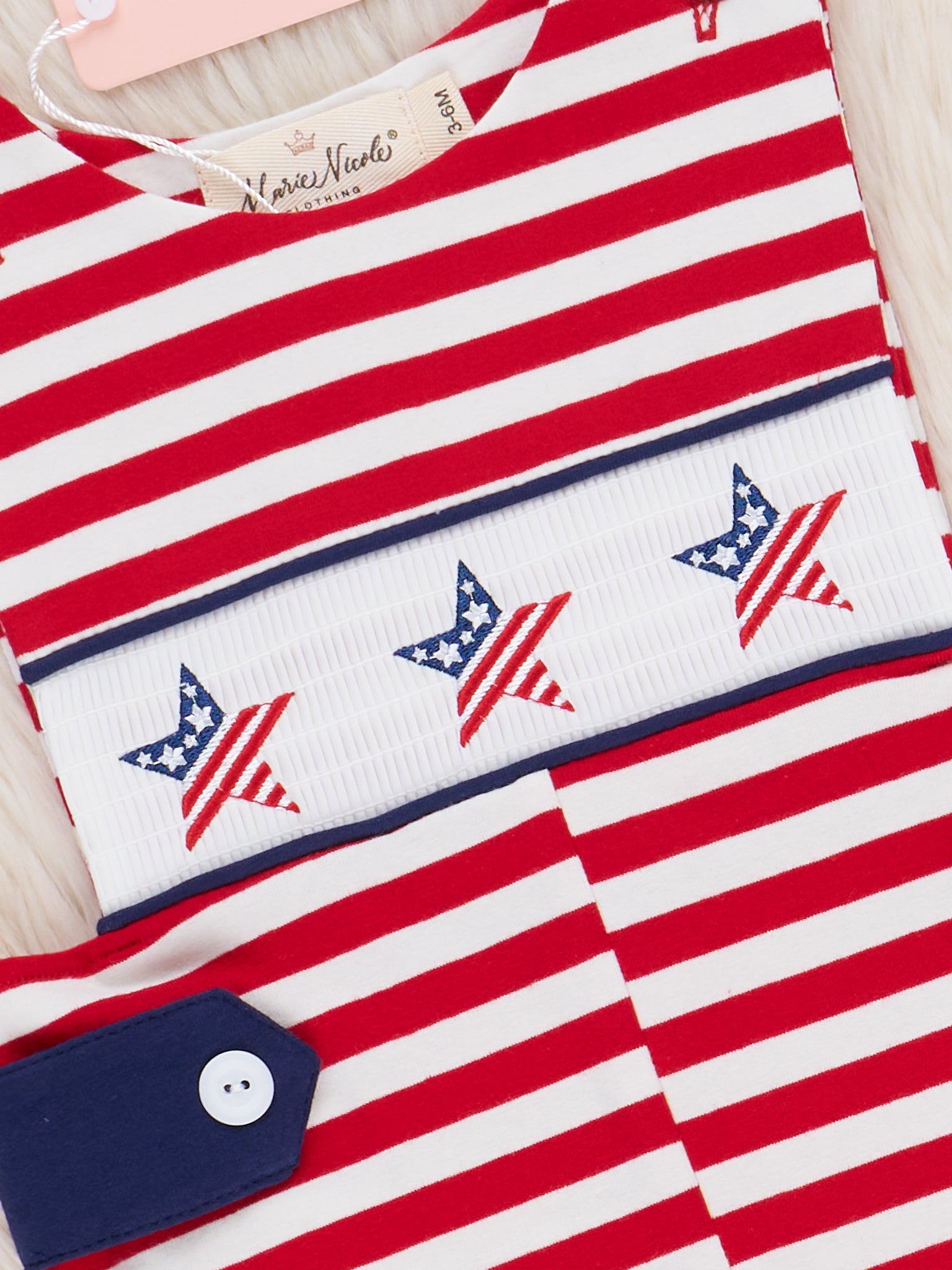 American Stars Smocked Cotton Johnny - Marie Nicole Clothing