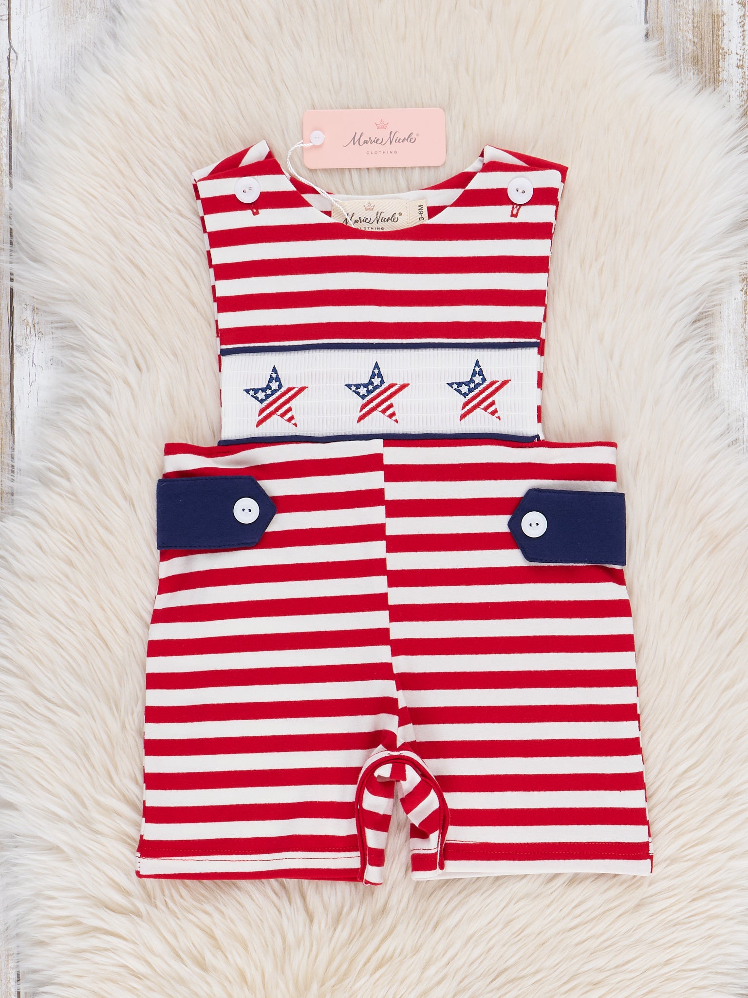 American Stars Smocked Cotton Johnny - Marie Nicole Clothing