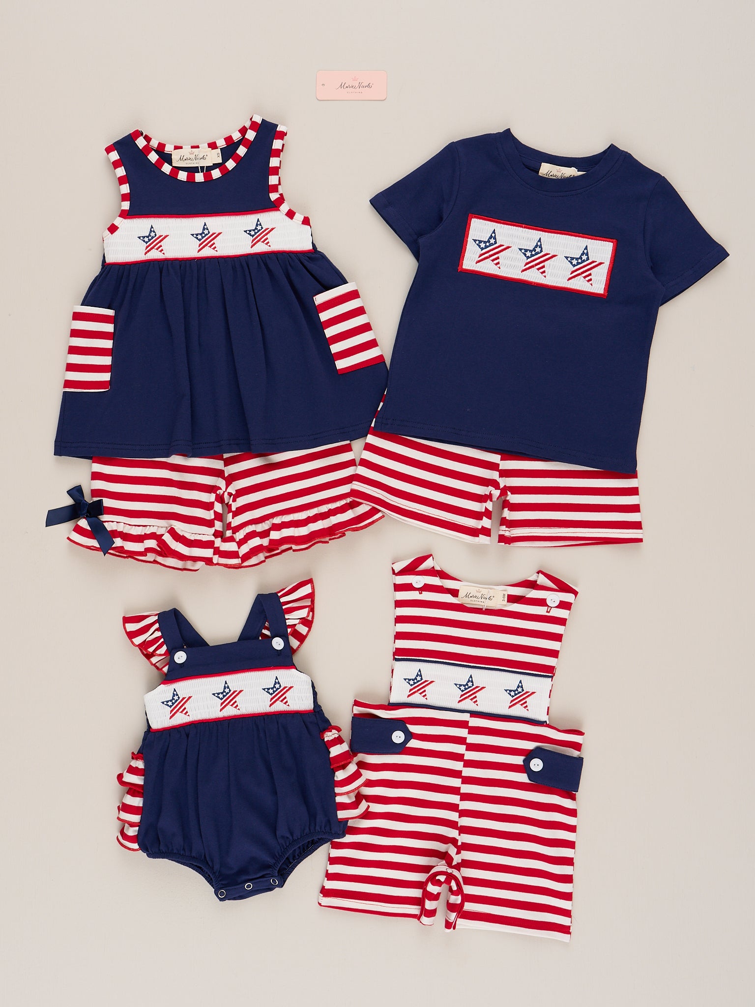 American Stars Smocked Cotton Johnny - Marie Nicole Clothing
