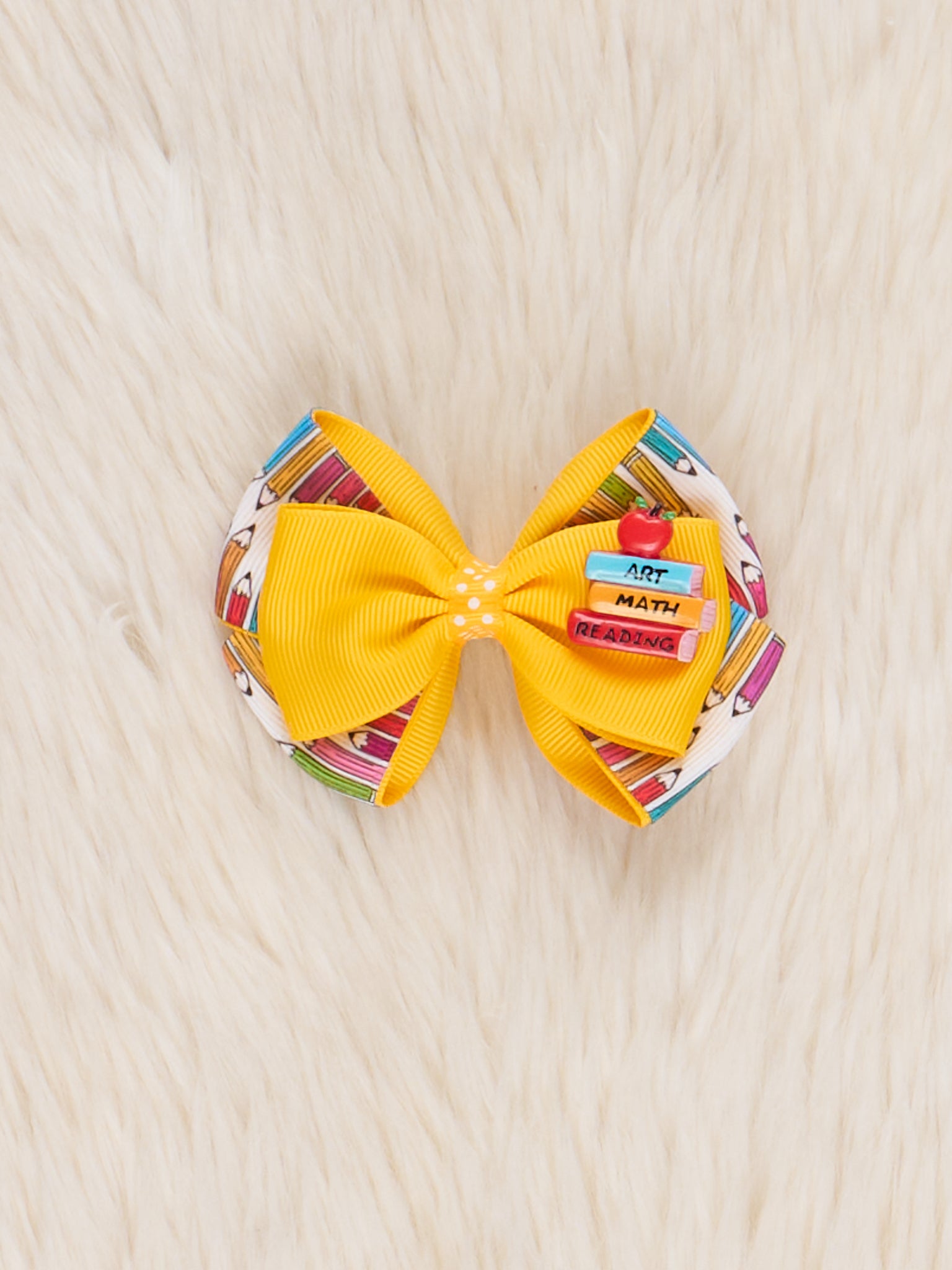 Yellow School Subjects Bow - Marie Nicole Clothing