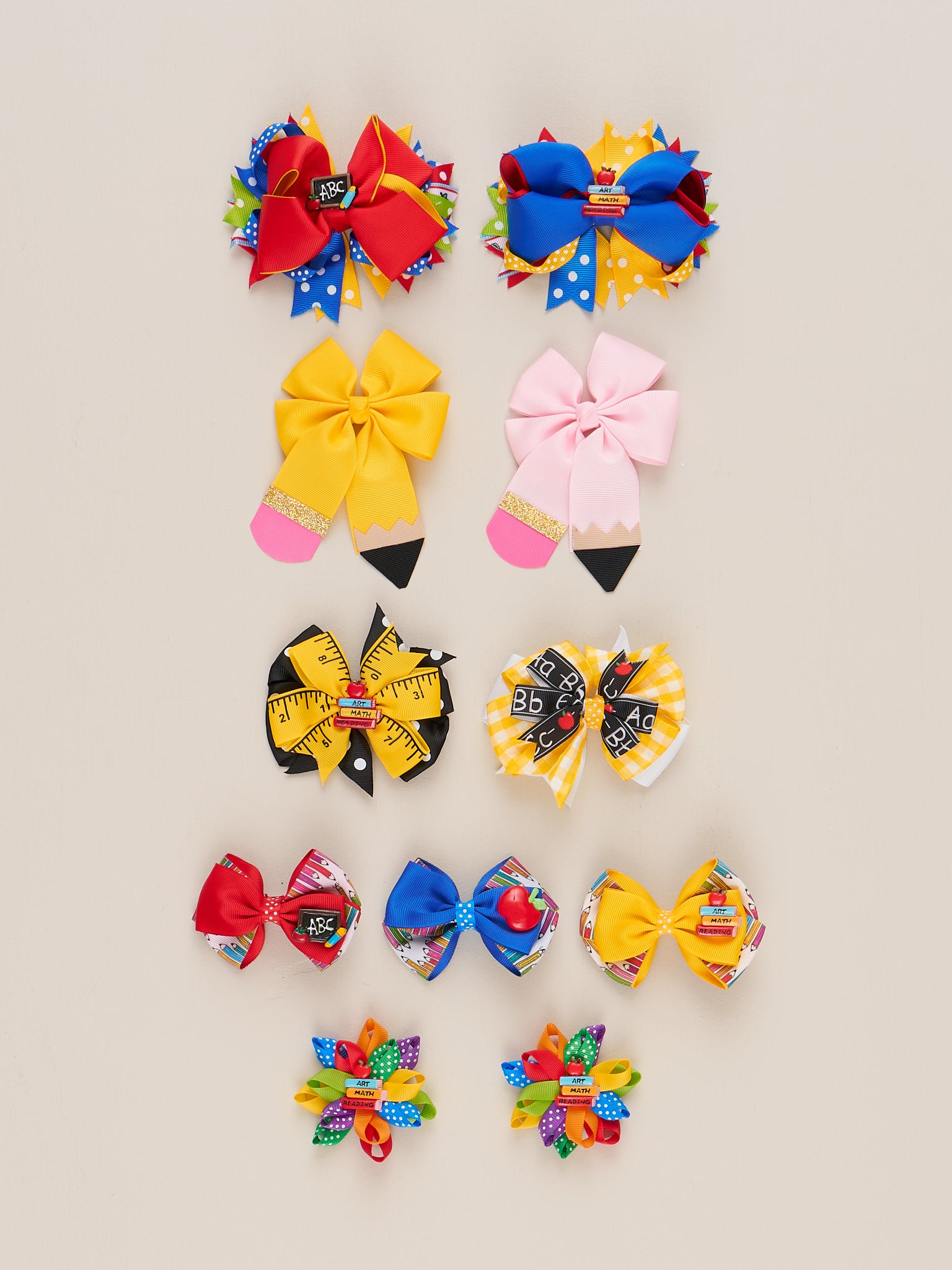 Yellow School Subjects Bow - Marie Nicole Clothing