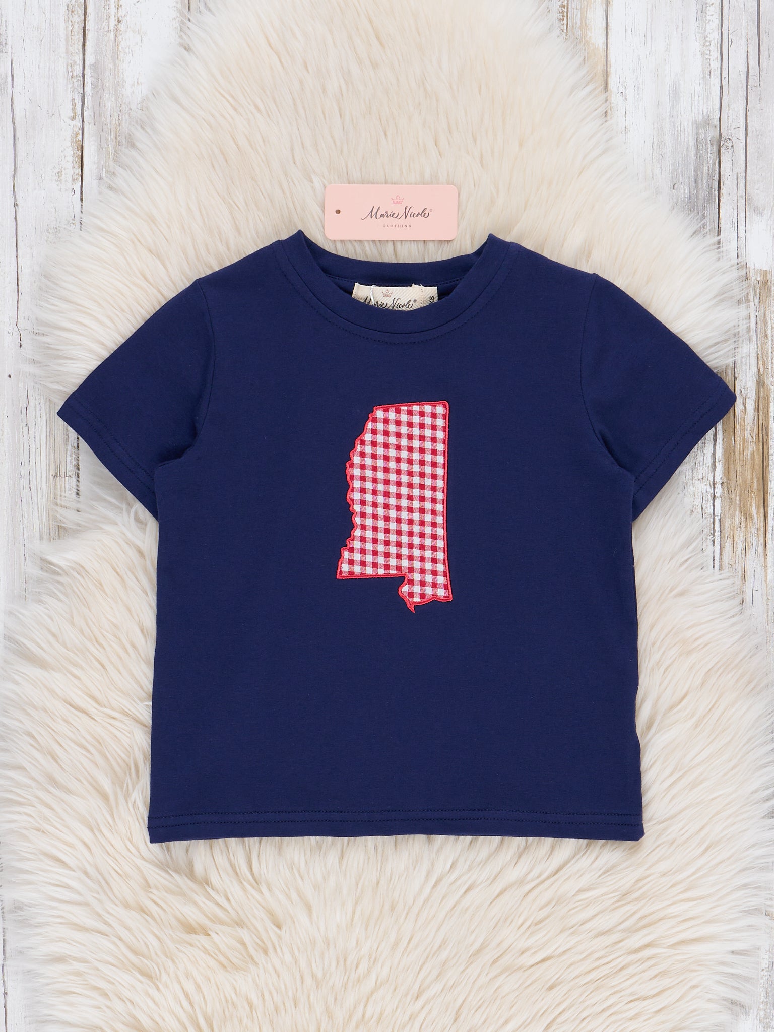 Mississippi Embroidered Gingham Shirt - Marie Nicole Clothing
