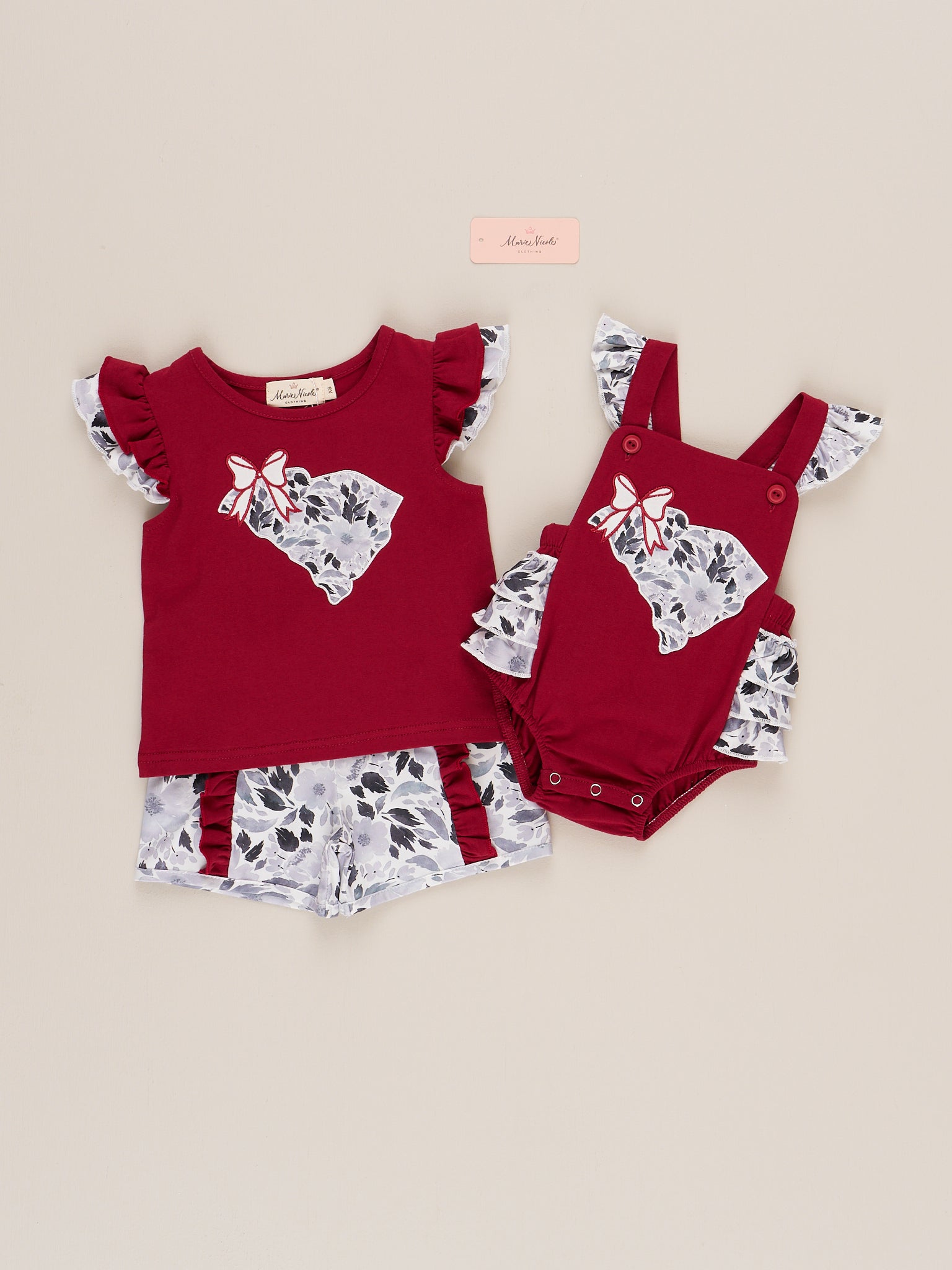 South Carolina Embroidered Floral Ruffle Bubble Romper - Marie Nicole Clothing