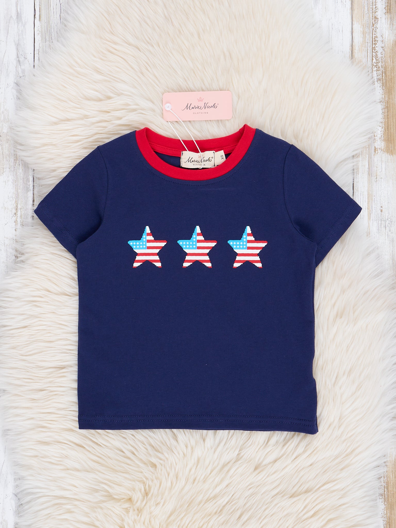 Navy Patriotic Stars Shirt - Marie Nicole Clothing