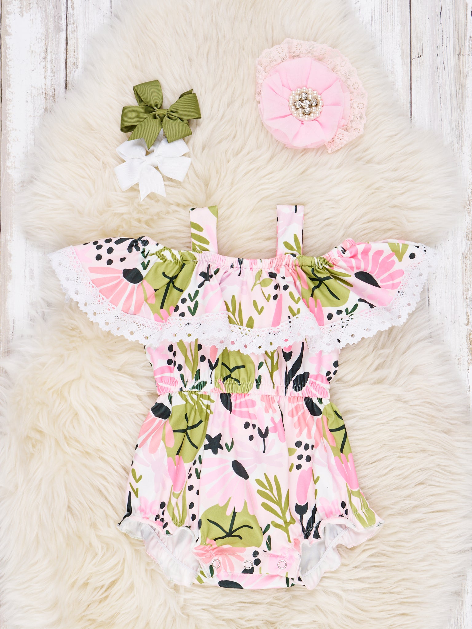 Daydream Off - The - Shoulder Ruffle Romper - Marie Nicole Clothing
