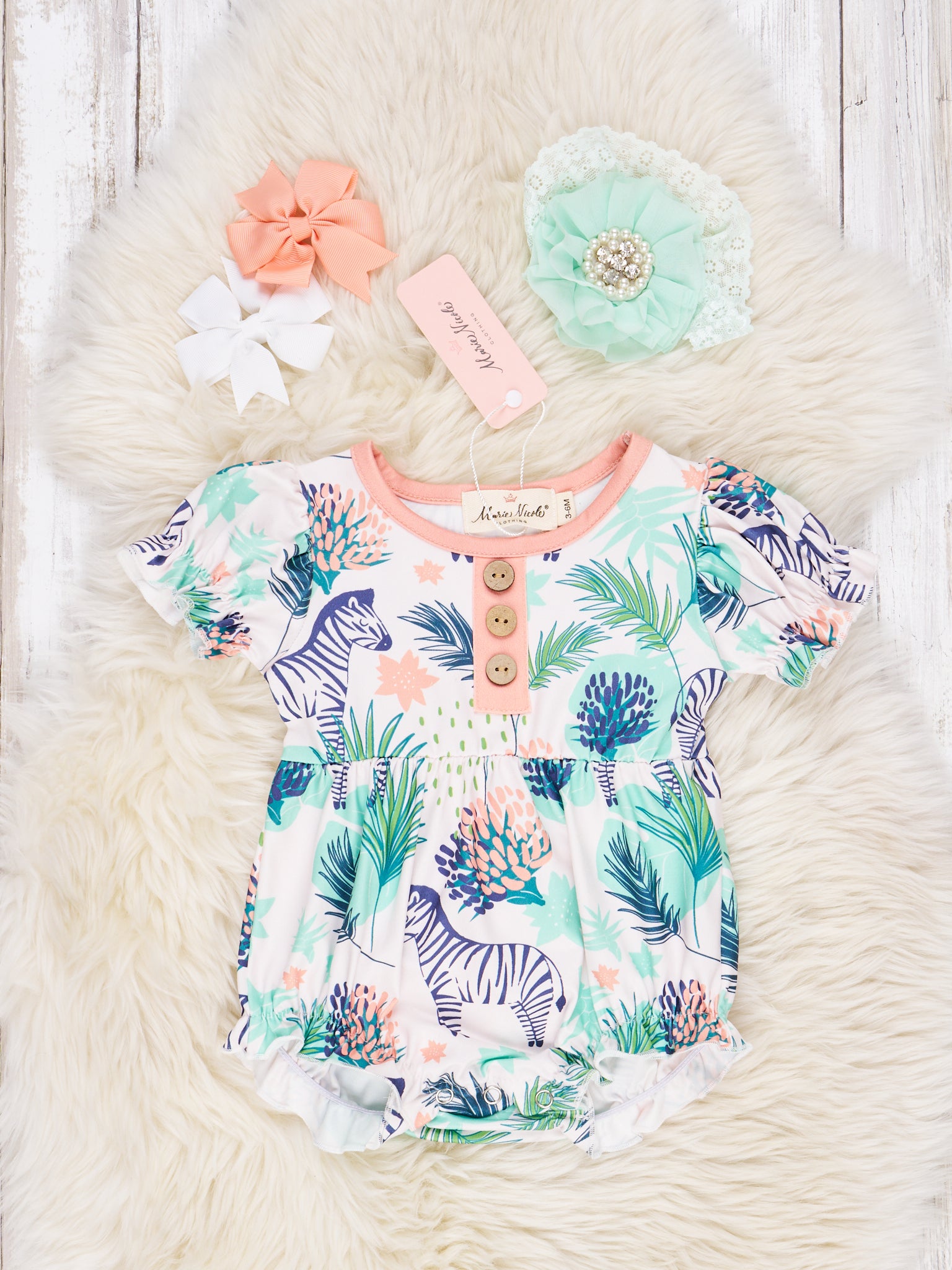 Zebra Ruffle Romper - Marie Nicole Clothing
