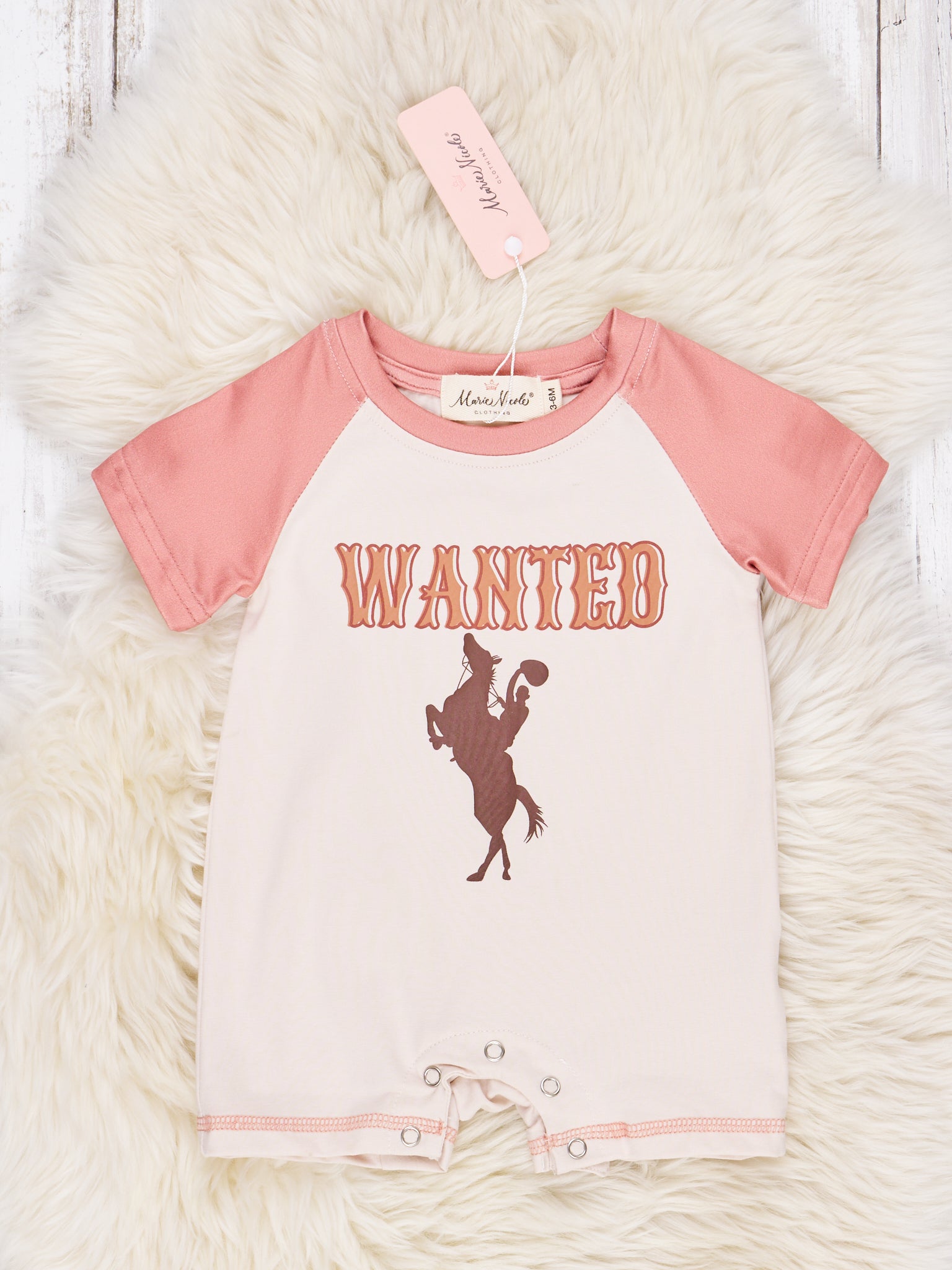 "Wanted" Horse Raglan Romper - Marie Nicole Clothing