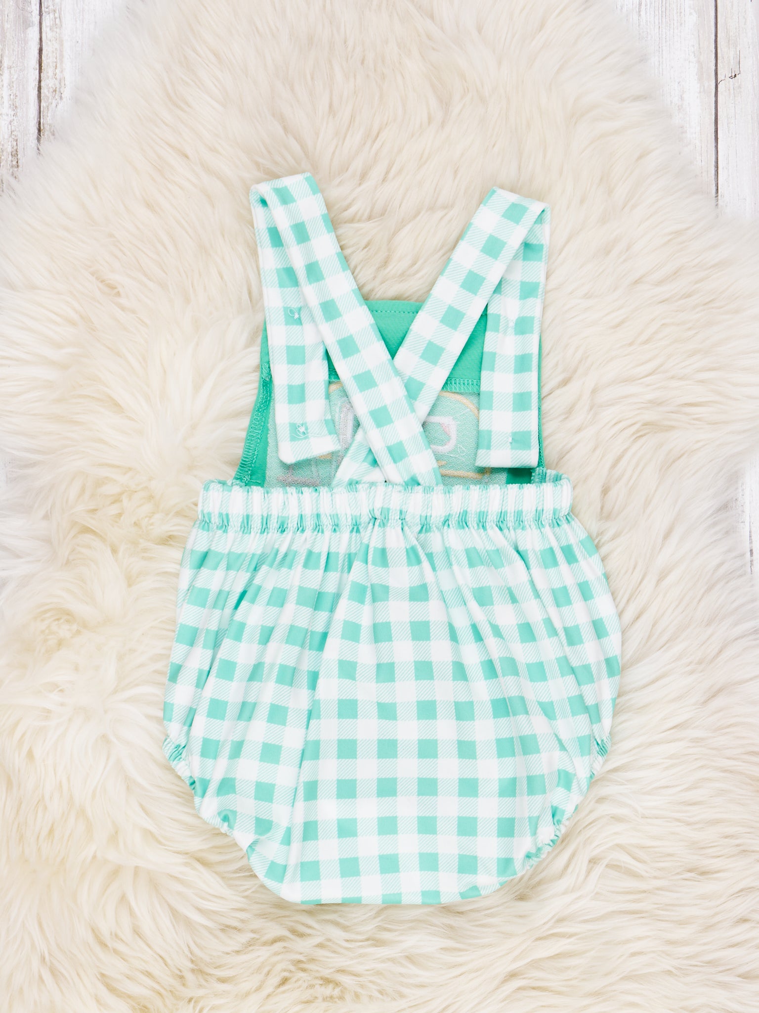 Mint Gingham Camper Romper - Marie Nicole Clothing