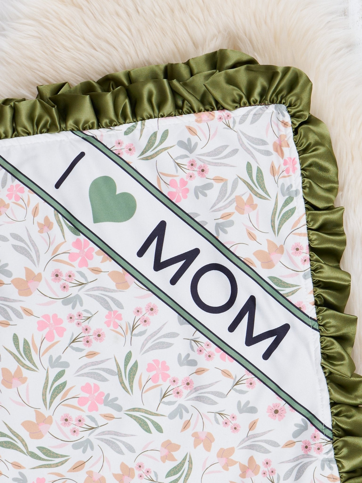 Sweet Olive Floral Mom Love Ruffle Minky Blanket - Marie Nicole Clothing