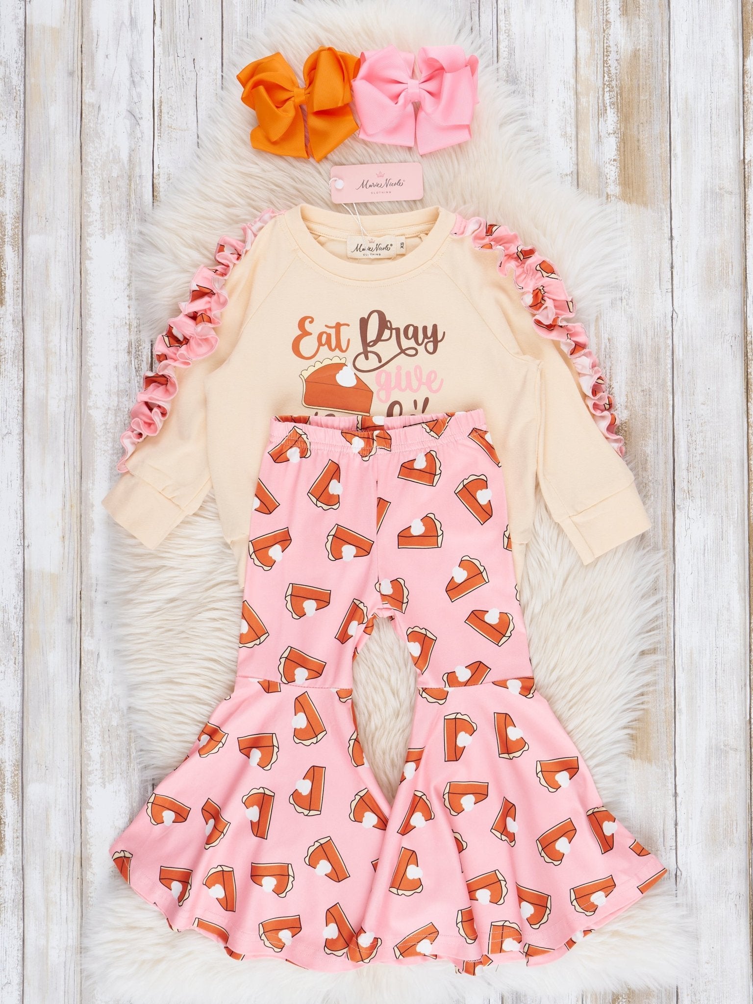 Pink & Cream Thanksgiving Bell Bottoms Outfit - Marie Nicole Clothing