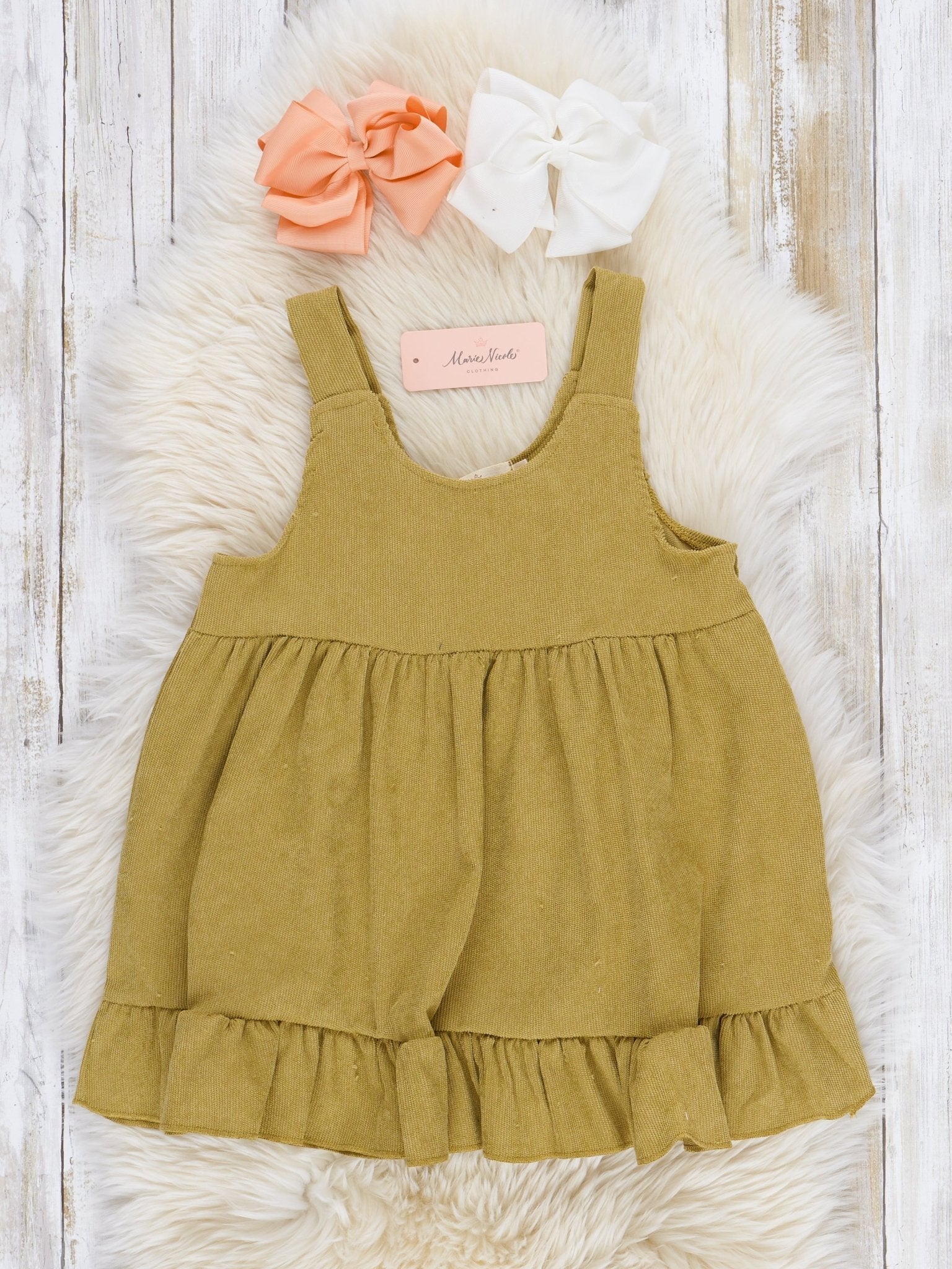 Olive & Peach Pumpkins Corduroy Skirtall Set - Marie Nicole Clothing
