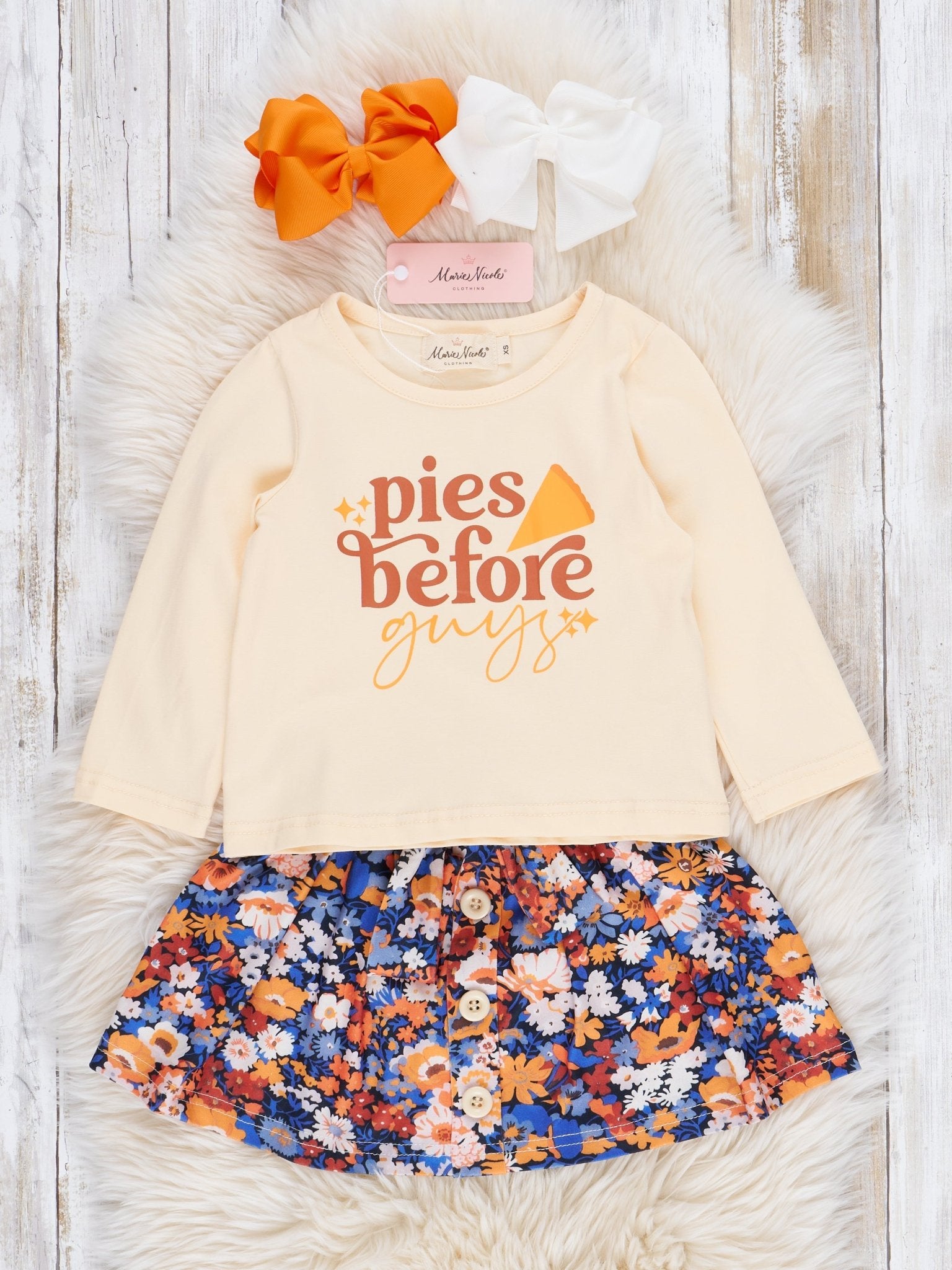 Floral "Pies Before Guys" Outfit w/ Skirt - Marie Nicole Clothing