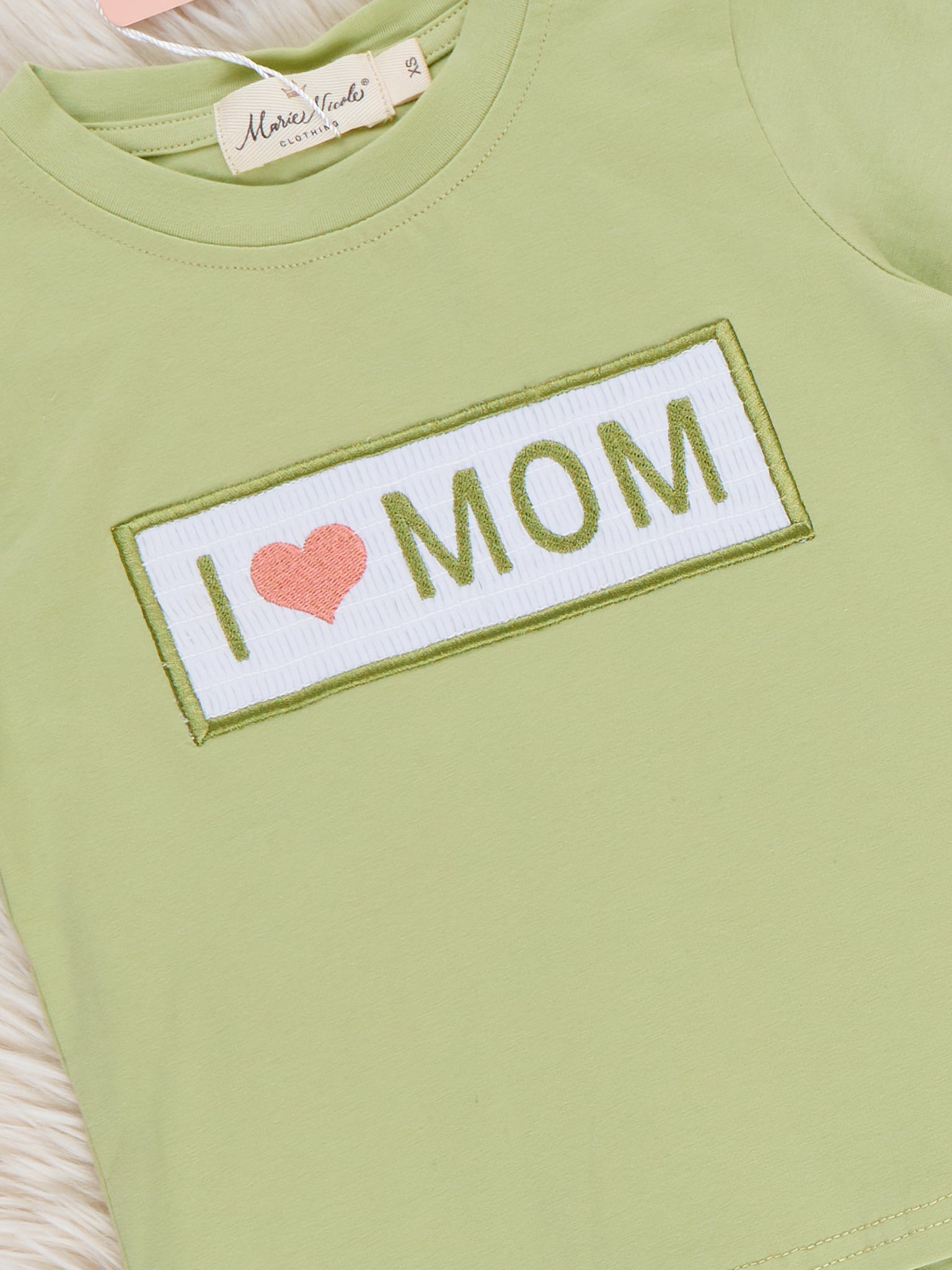 I Love Mom Plaid Smocked Outfit - Marie Nicole Clothing