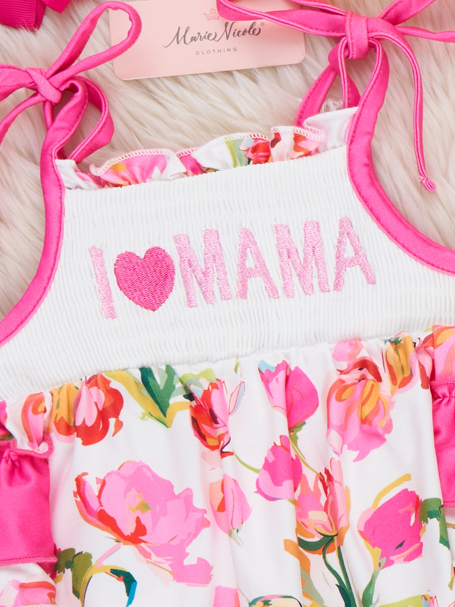 I Love MAMA Tulip Tiered Smocked Ruffle Bubble Romper - Marie Nicole Clothing