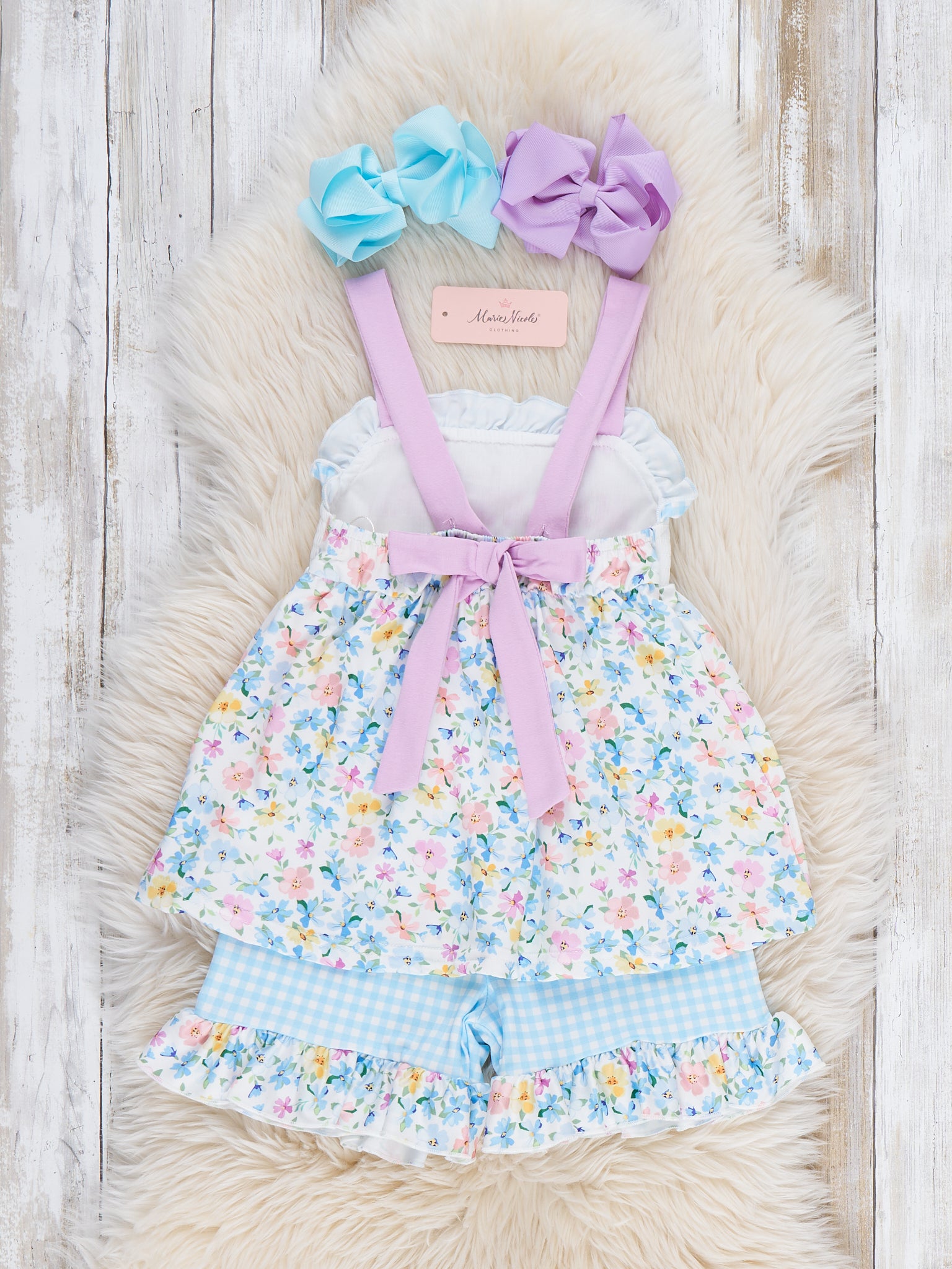 MAMA'S GIRL Petal Hem Smocked Ruffle Outfit - Marie Nicole Clothing