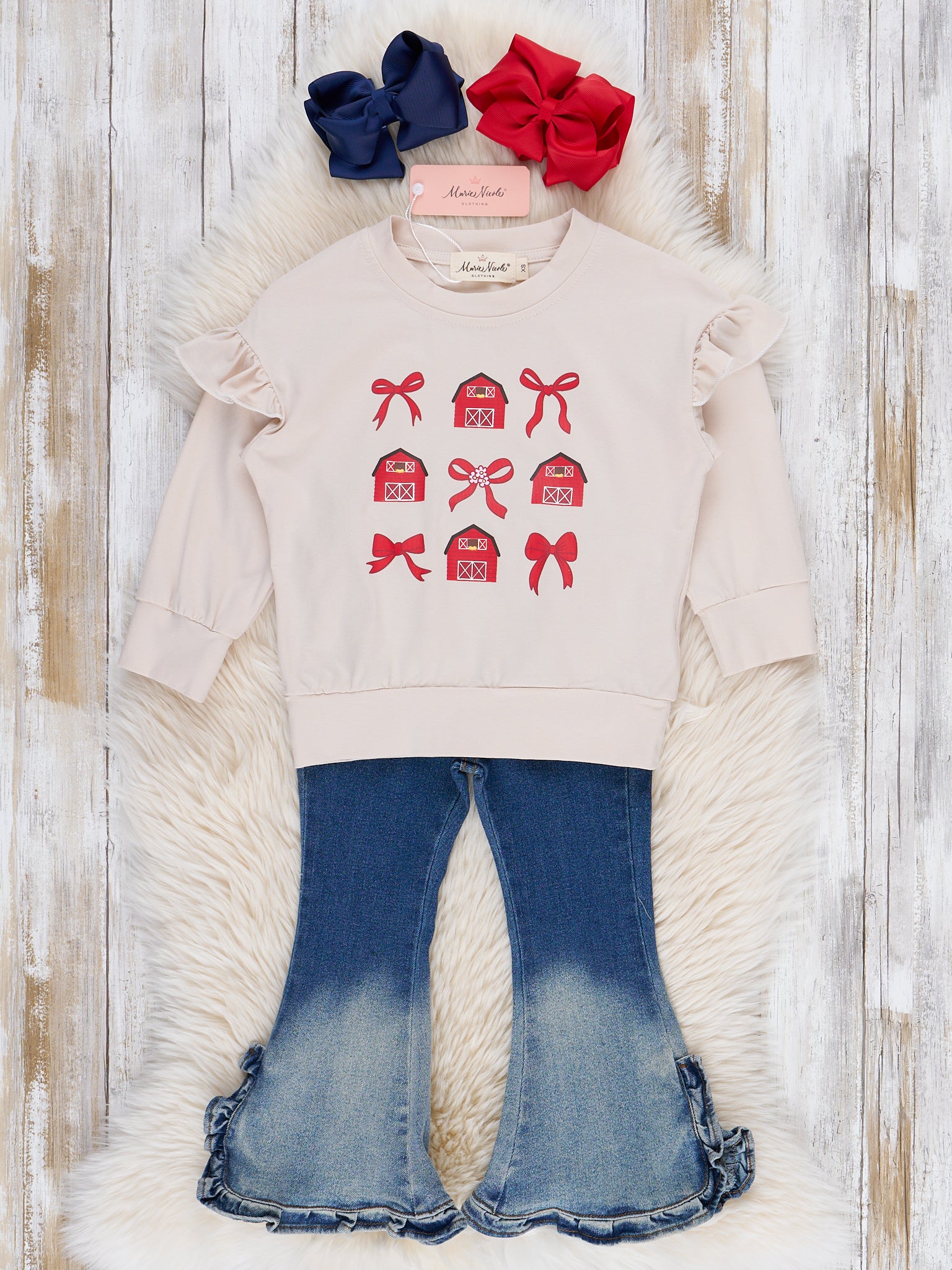 Barns & Bows Ruffle Denim Outfit - Marie Nicole Clothing