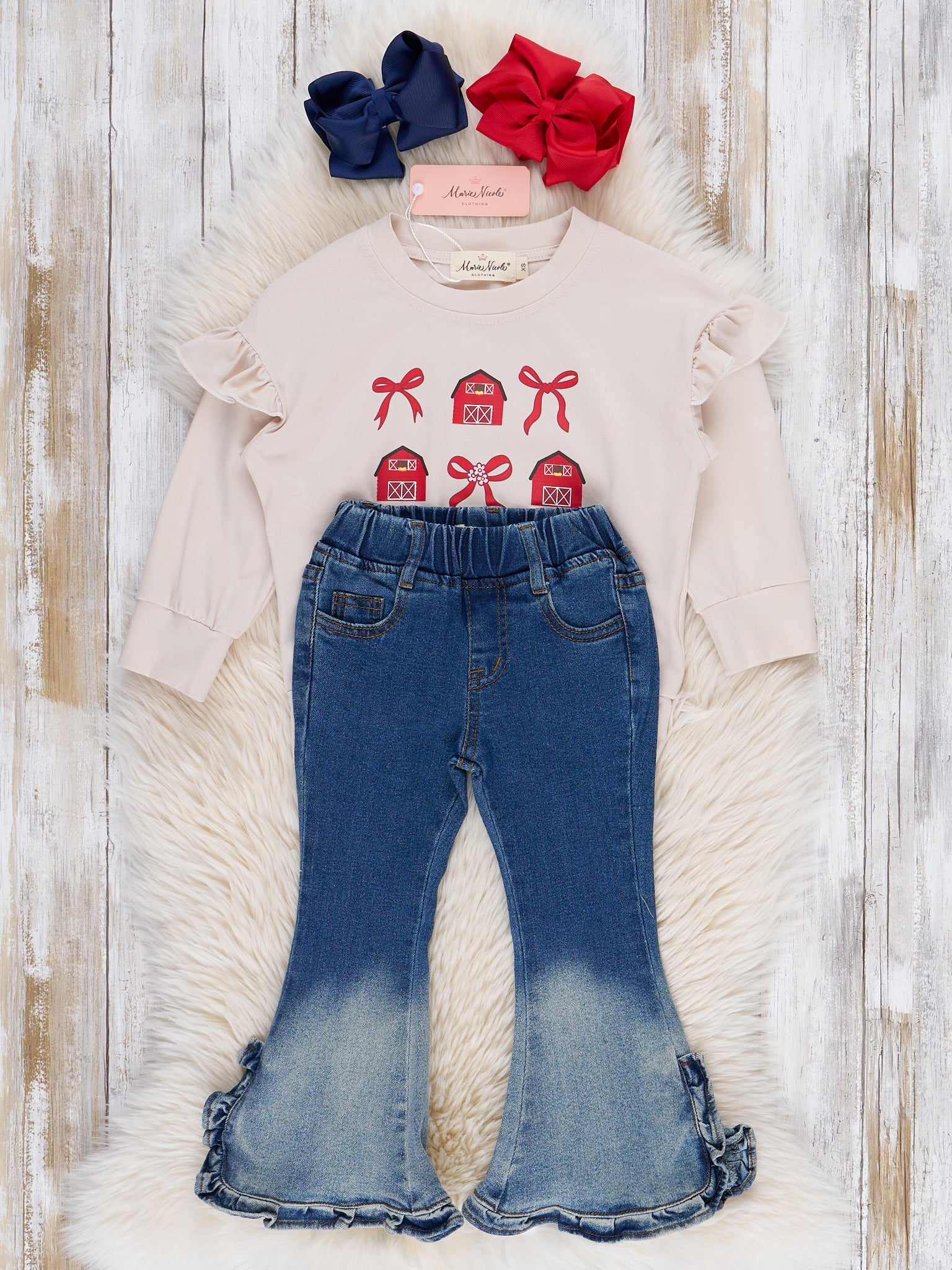 Barns & Bows Ruffle Denim Outfit - Marie Nicole Clothing
