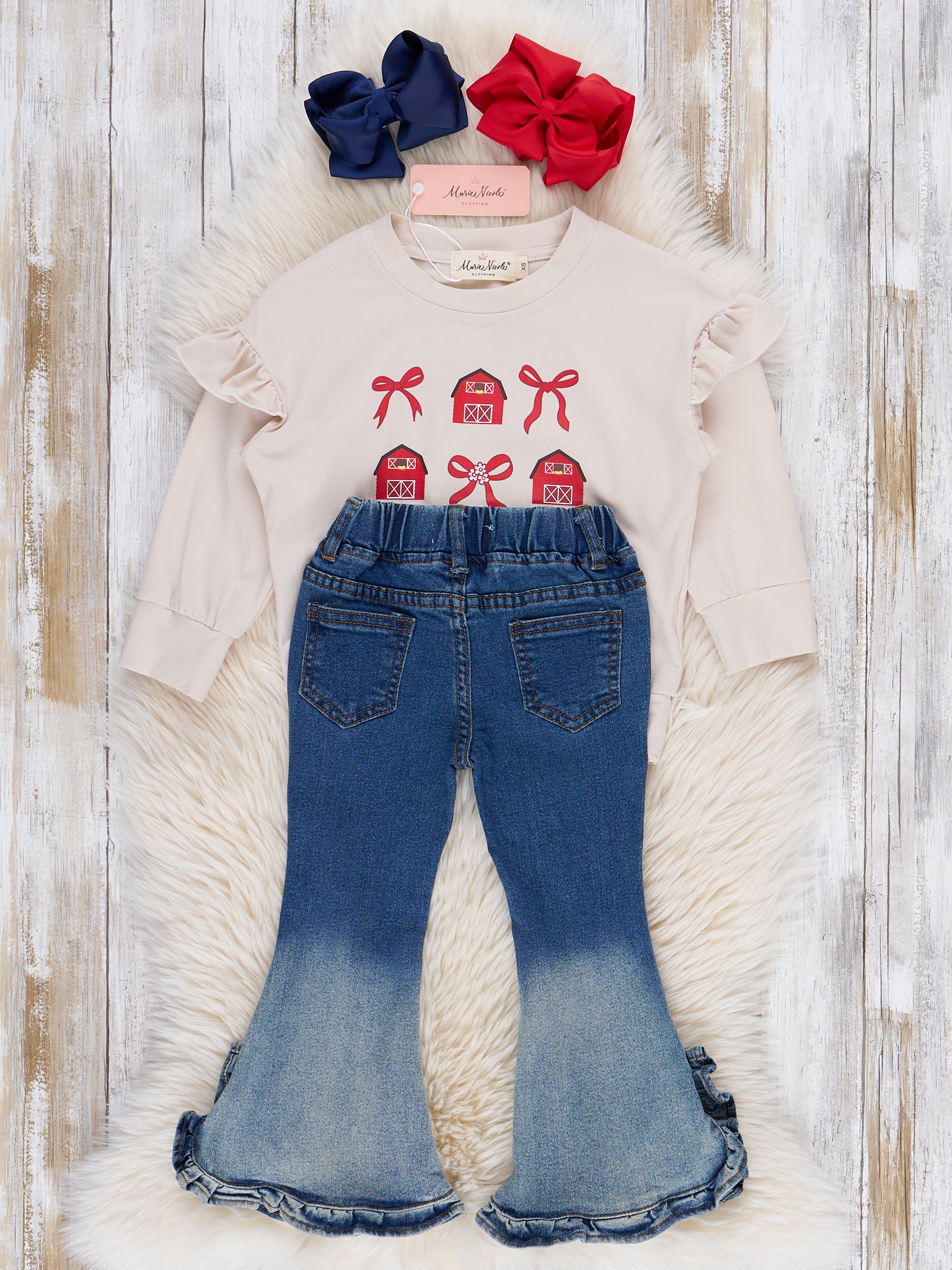 Barns & Bows Ruffle Denim Outfit - Marie Nicole Clothing