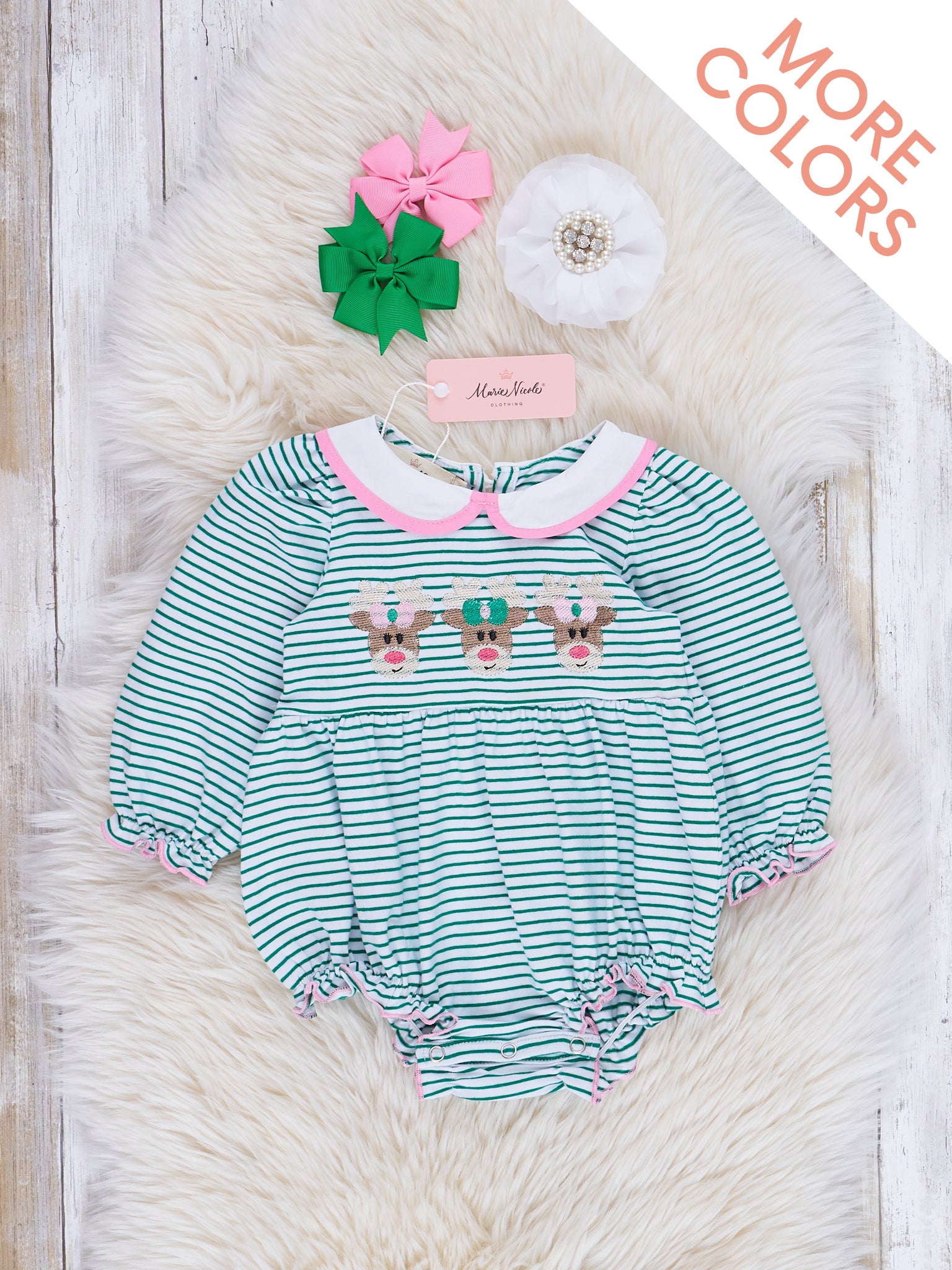 Jolly Stripes Embroidered Romper - Marie Nicole Clothing
