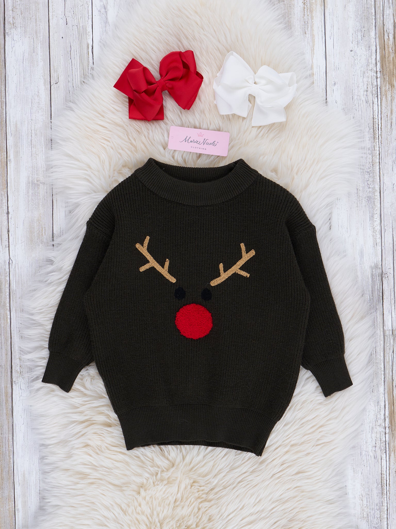 Happy Christmas Embroidered Sweater - Marie Nicole Clothing
