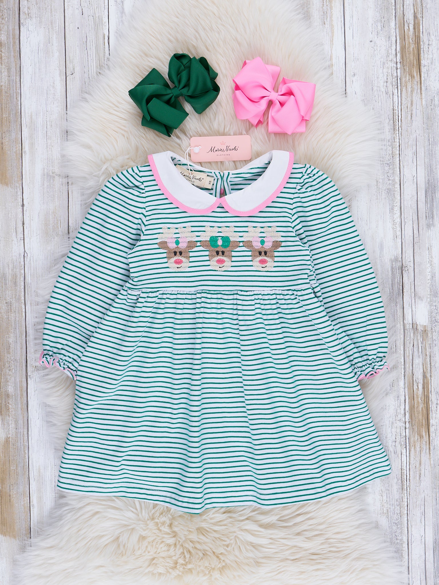 Jolly Stripes Embroidered Dress - Marie Nicole Clothing