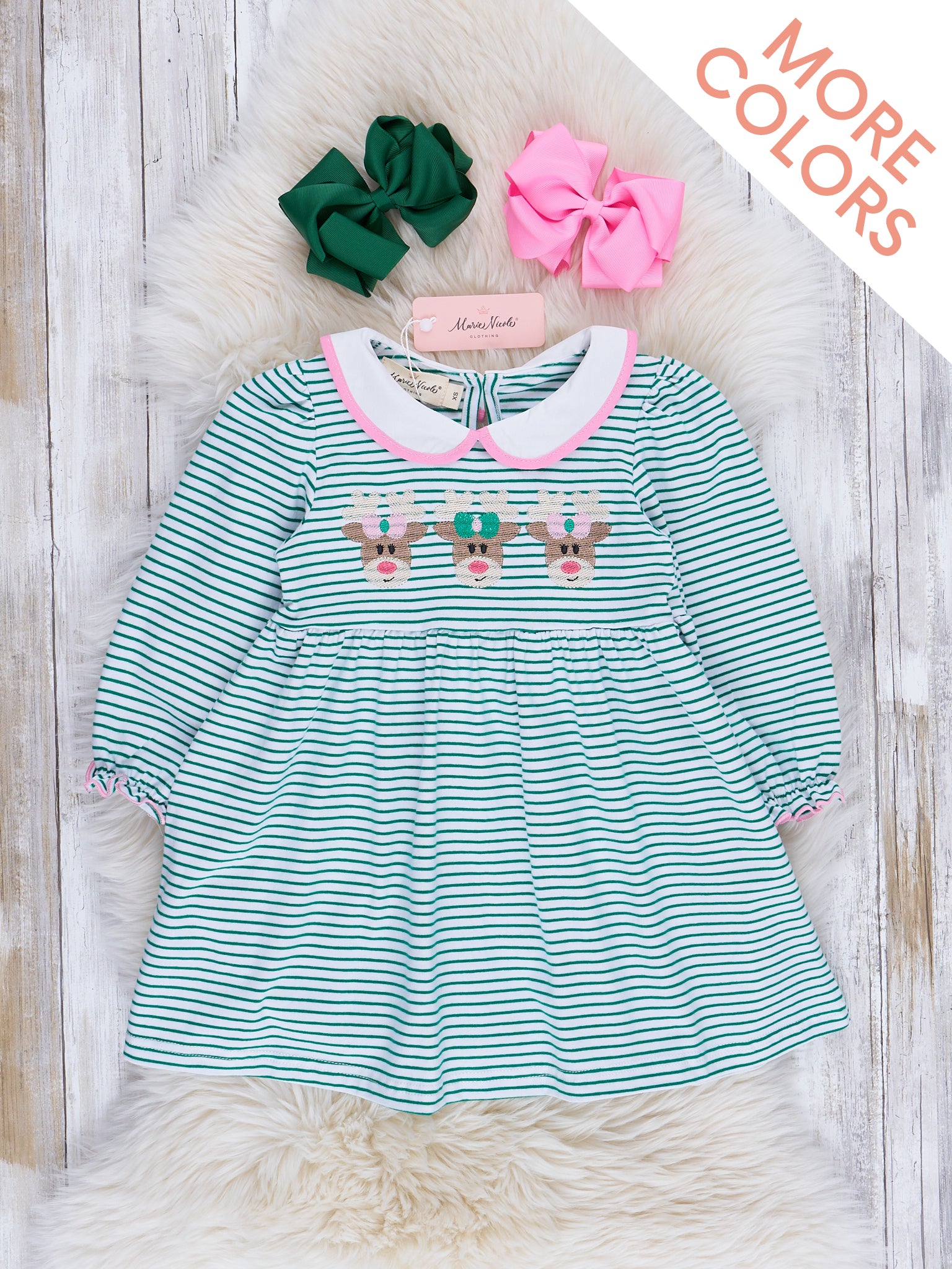 Jolly Stripes Embroidered Dress - Marie Nicole Clothing