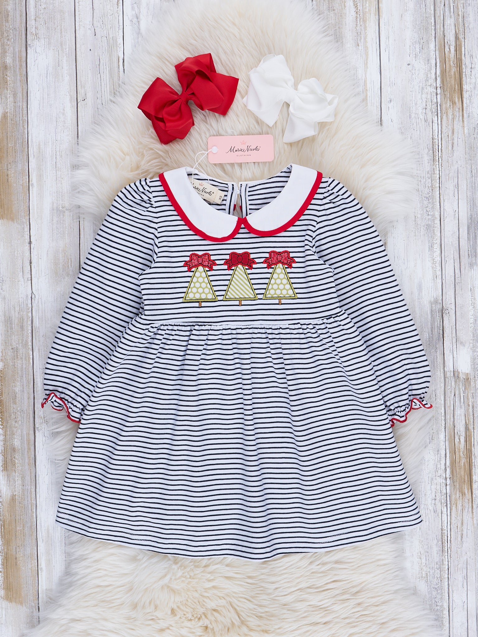Jolly Stripes Embroidered Dress - Marie Nicole Clothing