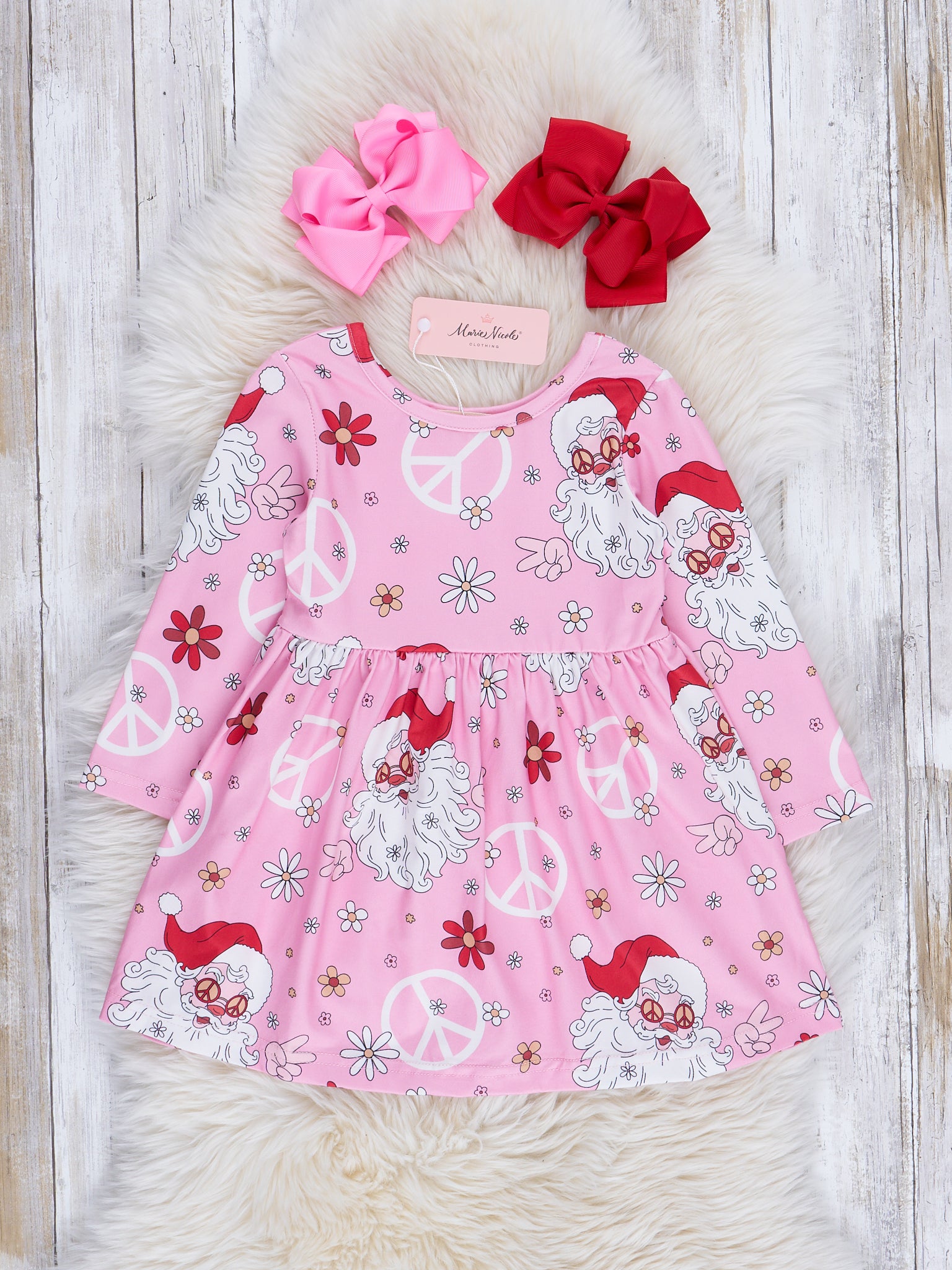 Pink Groovy Santa Swing Dress - Marie Nicole Clothing