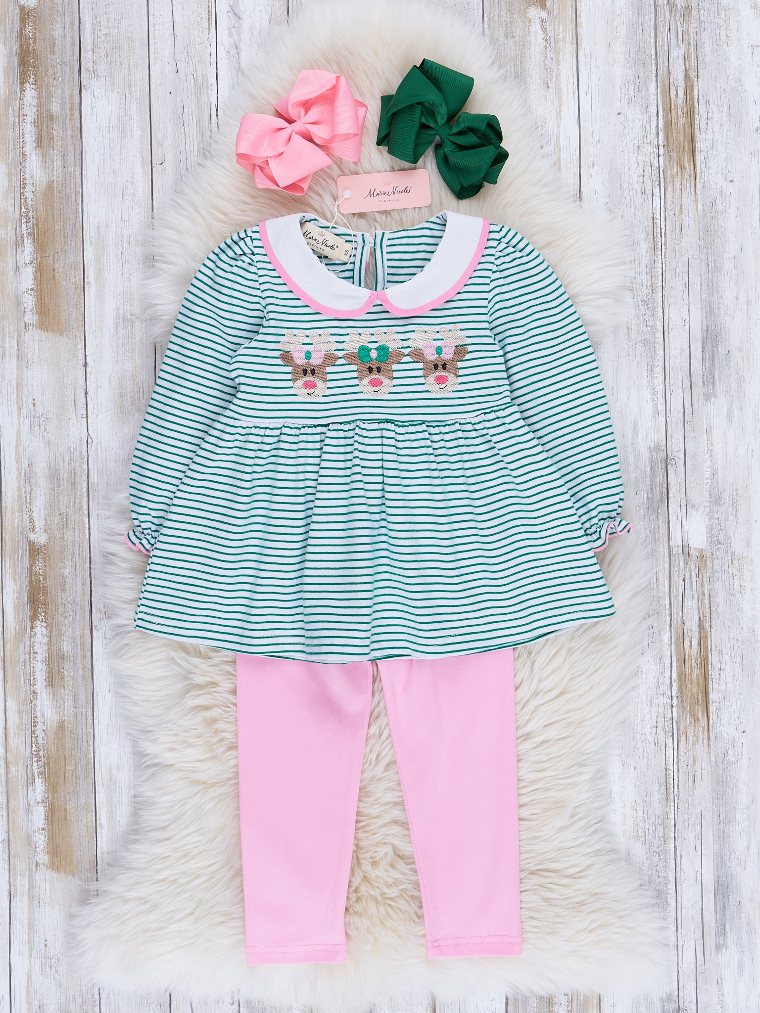 Jolly Stripes Embroidered Peplum Outfit - Marie Nicole Clothing