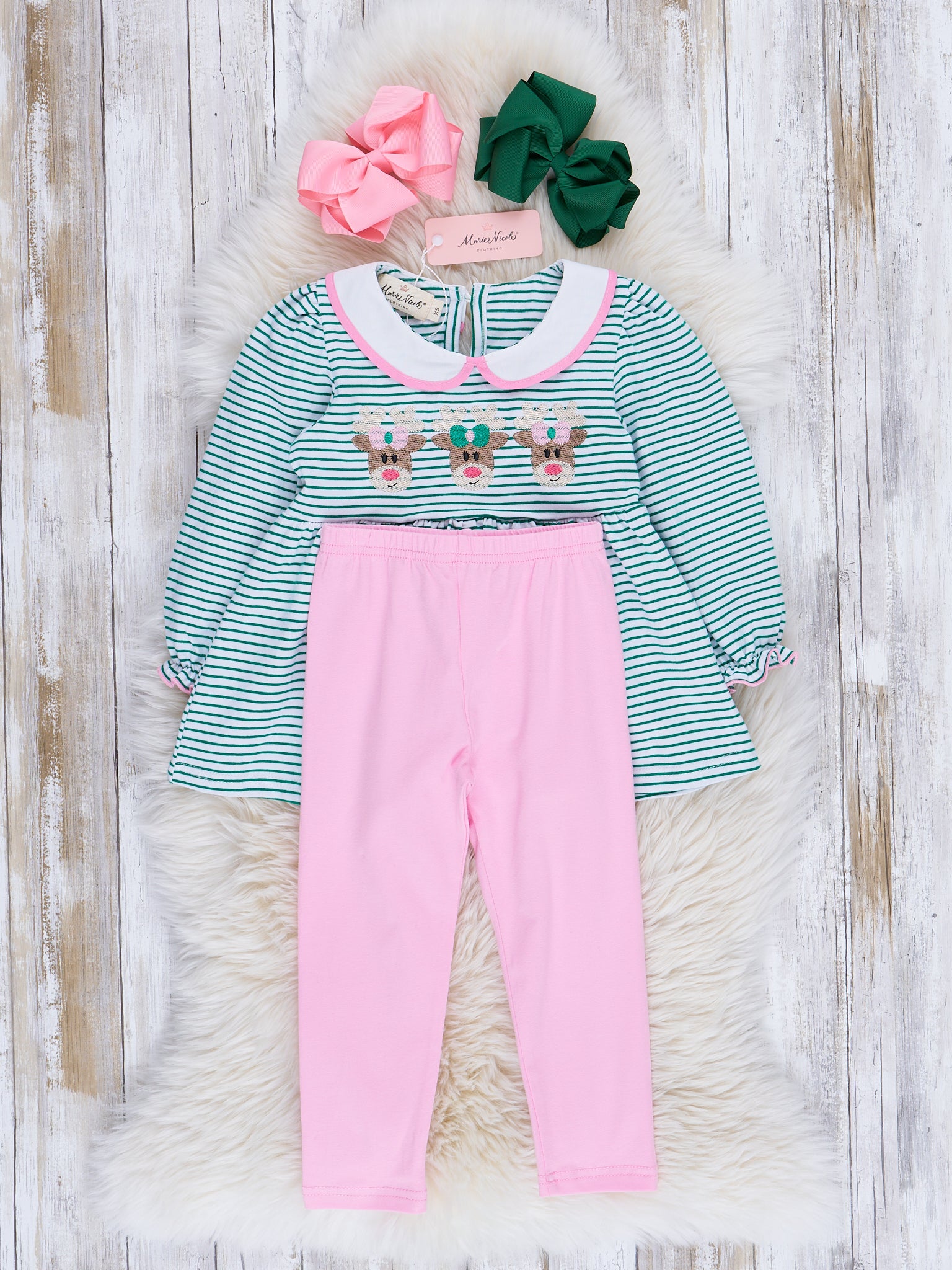 Jolly Stripes Embroidered Peplum Outfit - Marie Nicole Clothing