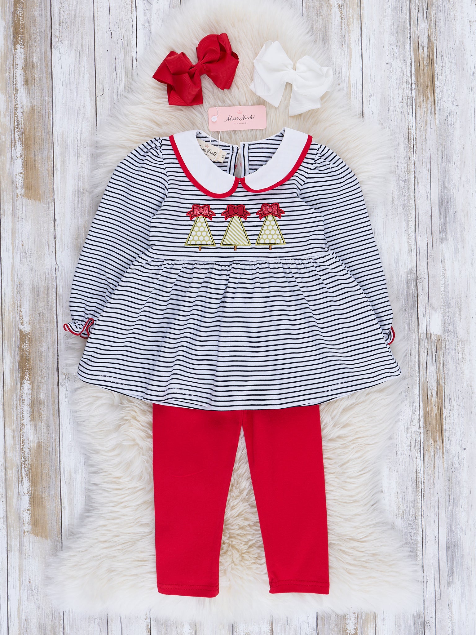 Jolly Stripes Embroidered Peplum Outfit - Marie Nicole Clothing