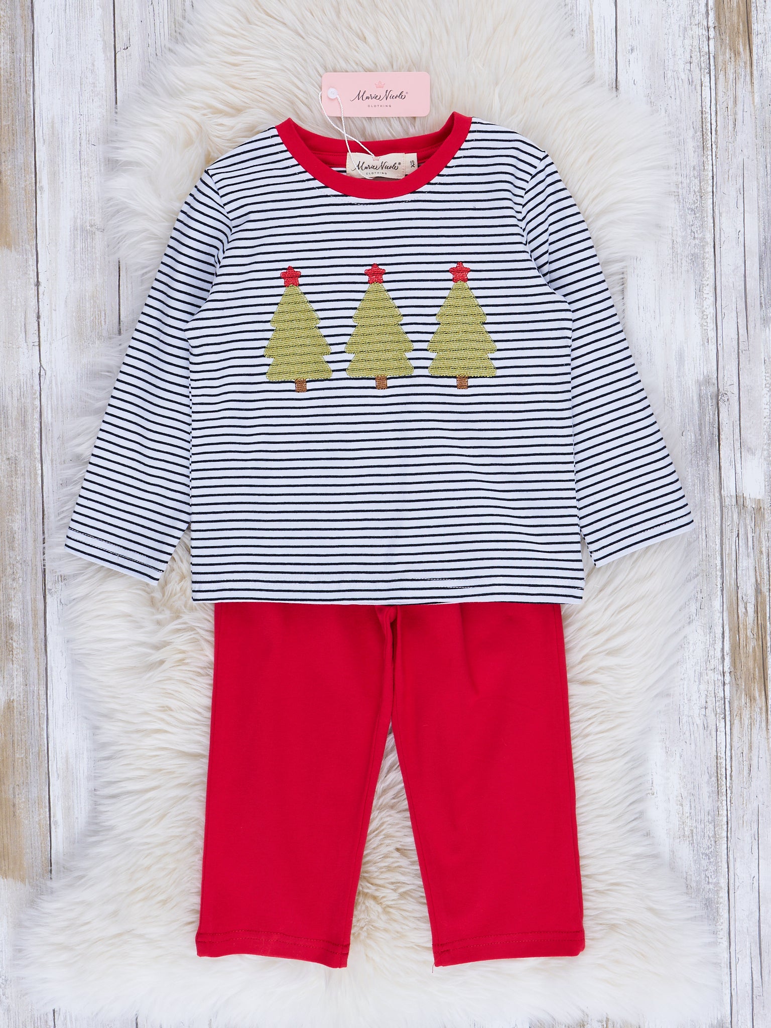 Jolly Stripes Embroidered Outfit - Marie Nicole Clothing