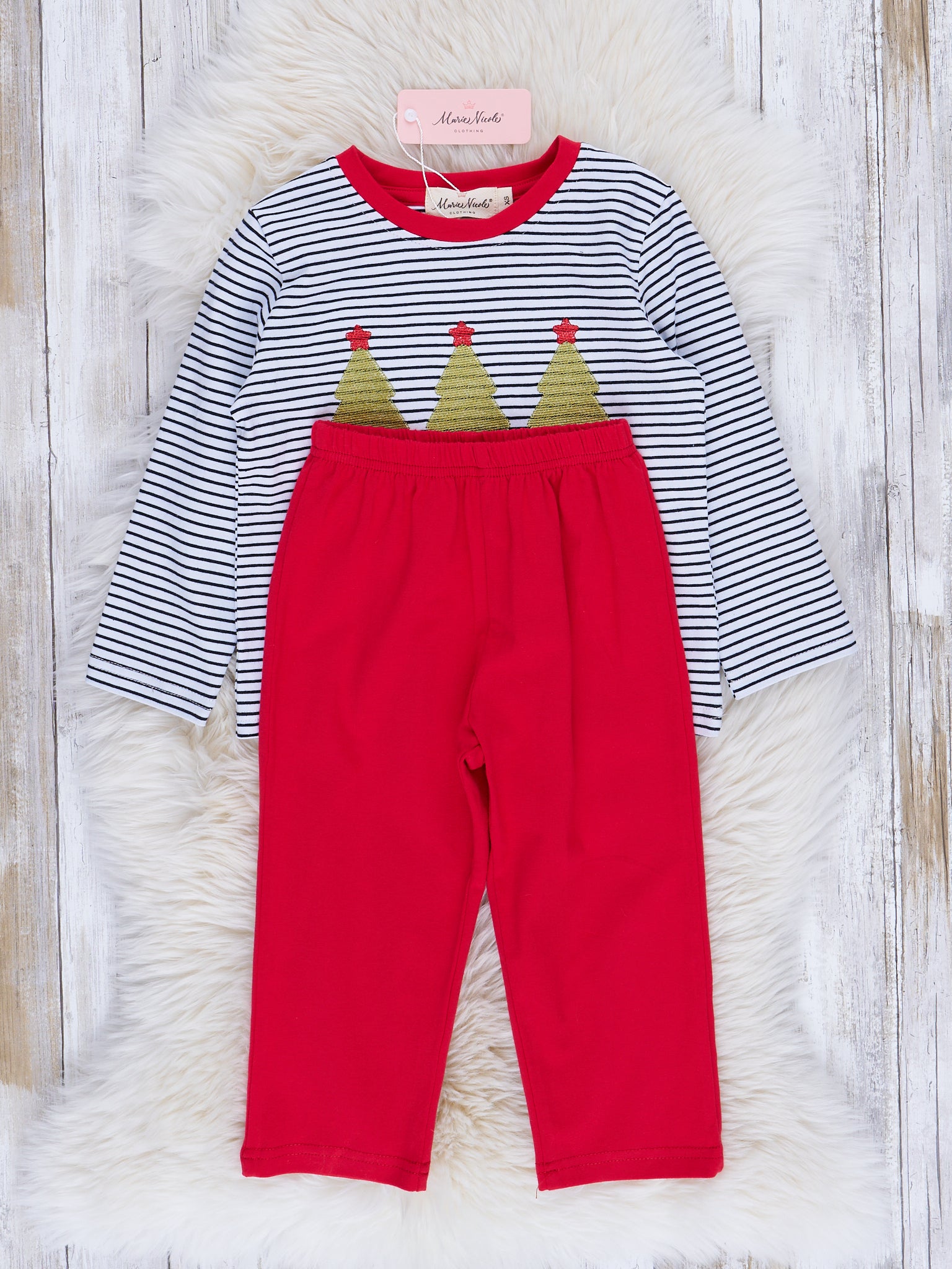 Jolly Stripes Embroidered Outfit - Marie Nicole Clothing