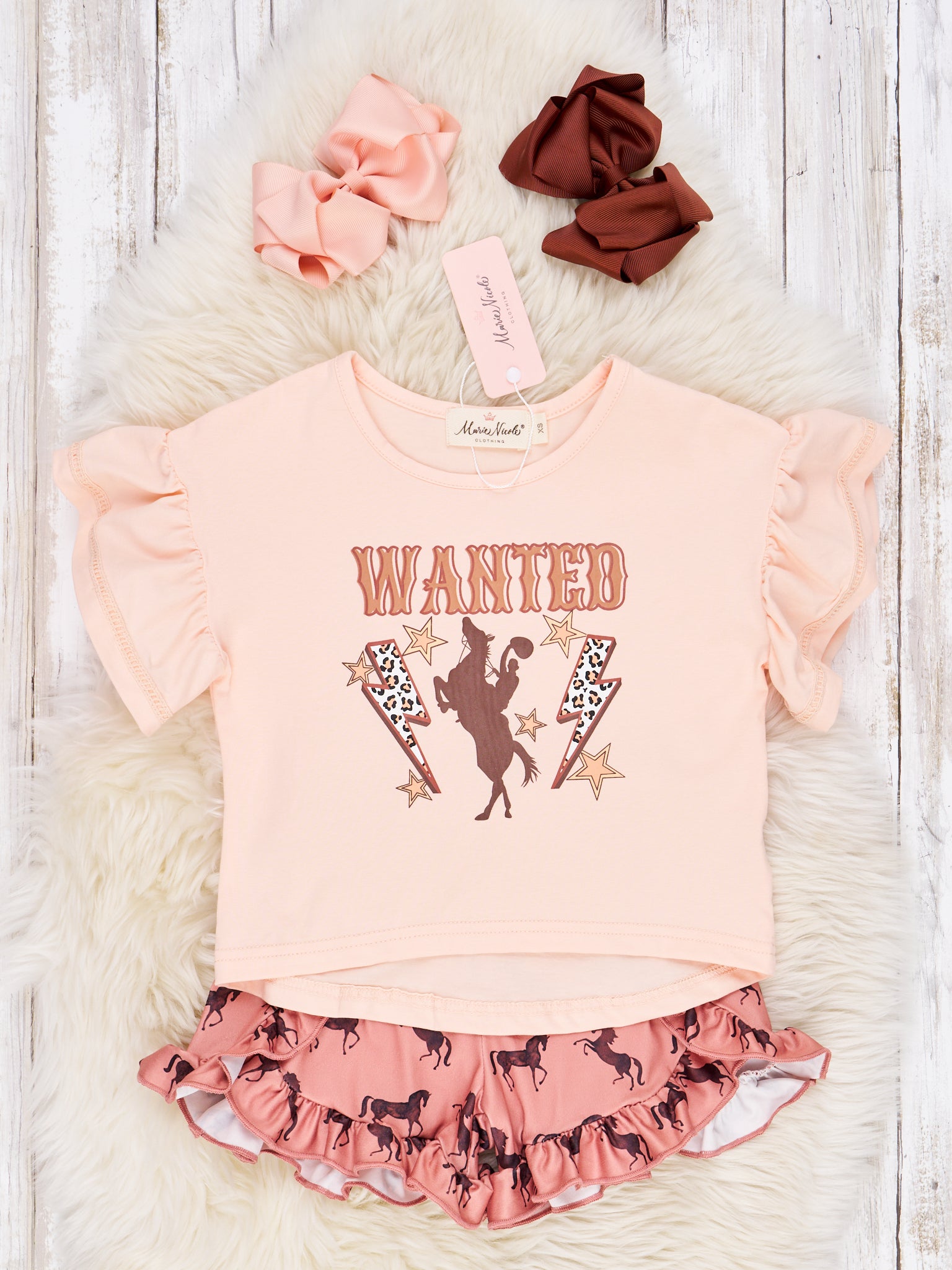 "Wanted" Horse Ruffle Outfit - Marie Nicole Clothing