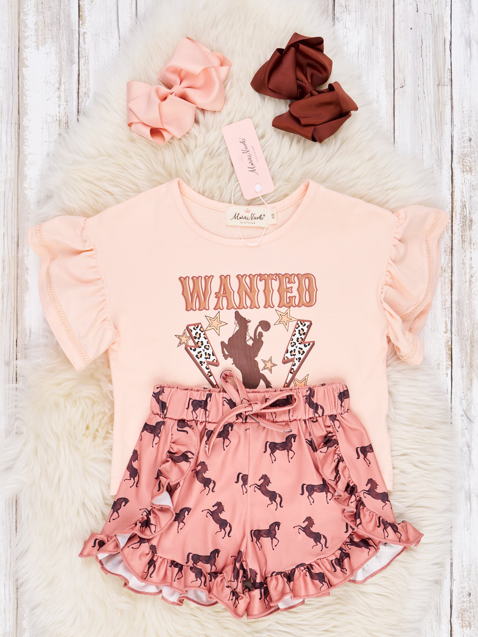 "Wanted" Horse Ruffle Outfit - Marie Nicole Clothing