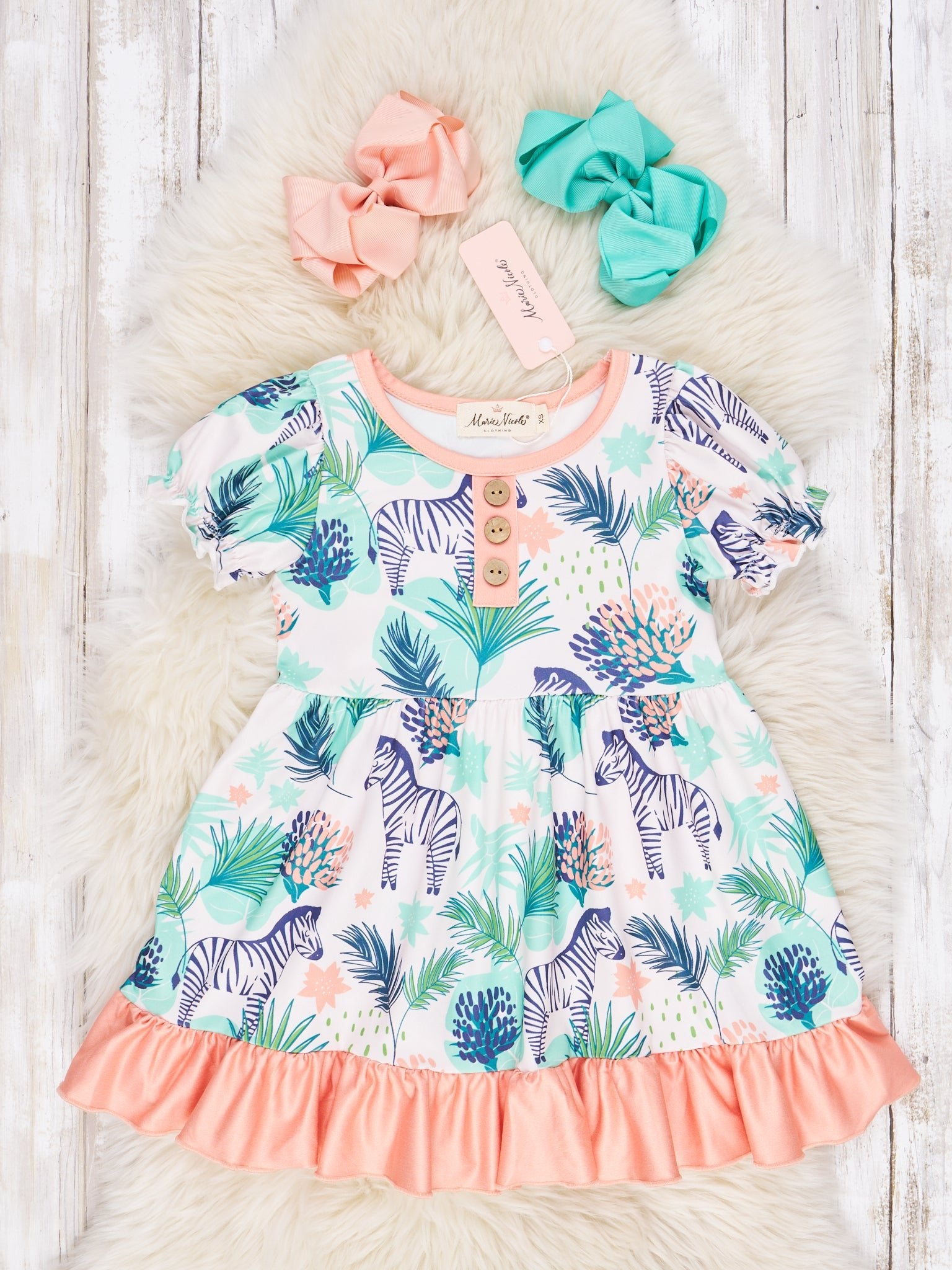 Zebra Ruffle Dress - Marie Nicole Clothing