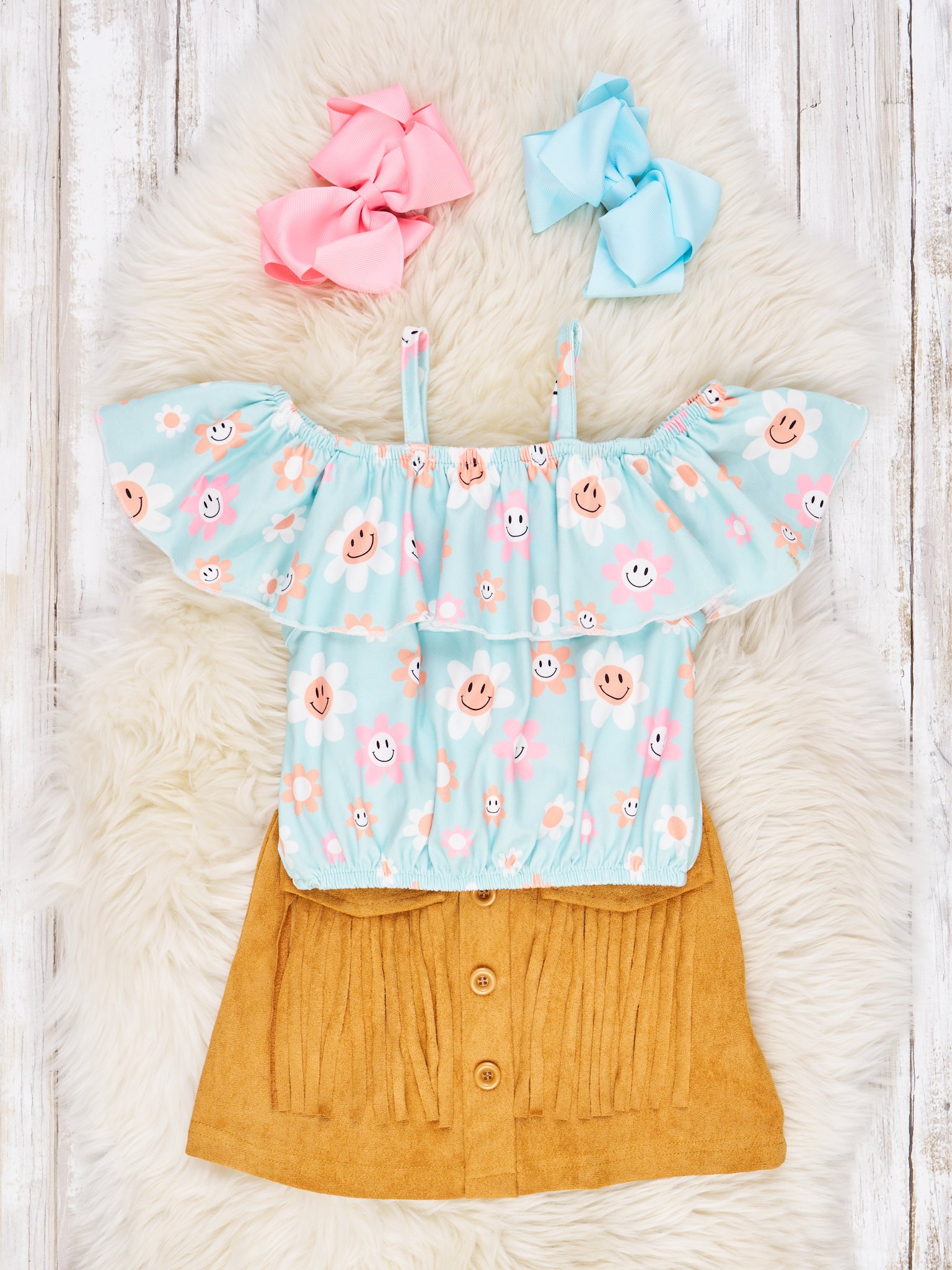 Ruffle Off - The - Shoulder Skirt Outfit - Marie Nicole Clothing